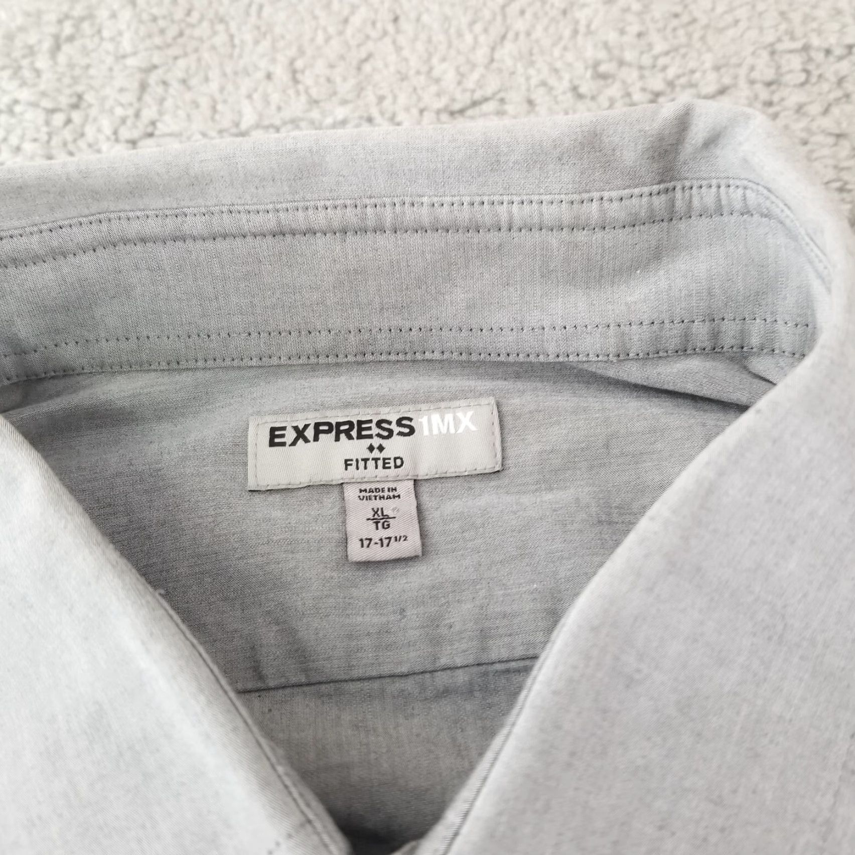 Express Express Shirt Mens XL Gray Button-Up Long Sleeve Collared Slim Fit Size US XL / EU 56 / 4 - 3 Thumbnail