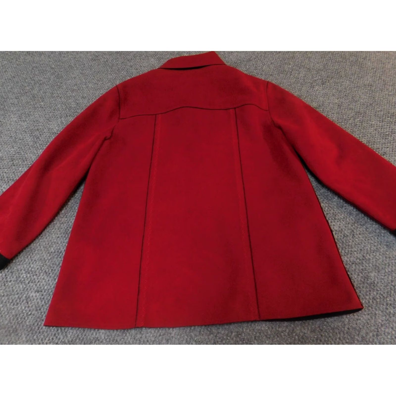 Vintage Alfred Dunner Jacket Red Trench Coat Womens Size 10 Long Sleeve Button Collared Solid Knit Polyester Designer Fall Spring Size L / US 10 / IT 46 - 6 Thumbnail
