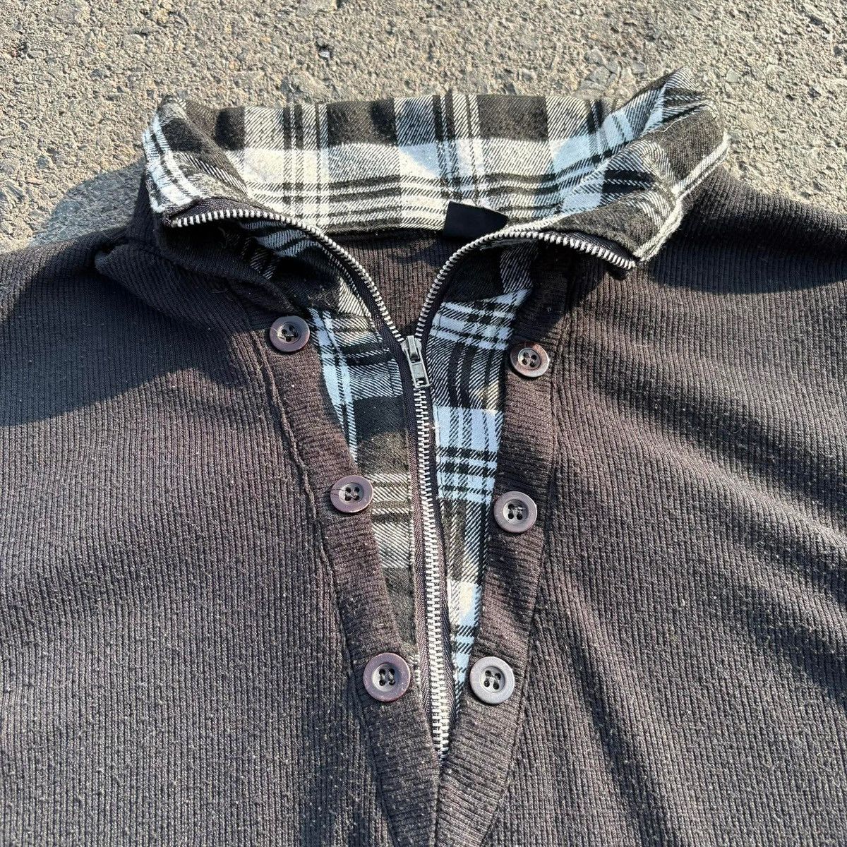 Japanese Brand Layered Henley Long Sleeve Plaid Collar Y2K Casual Top Size US S / EU 44-46 / 1 - 12 Thumbnail