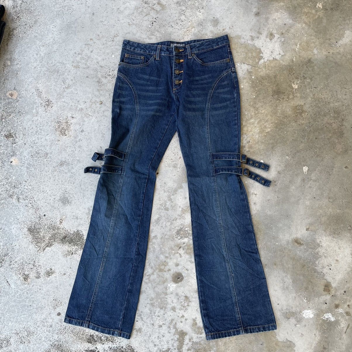 Seditionaries Vintage Jouer Aux Echecs Flare Punk Bondage Tactical Denim Size US 29 - 2 Thumbnail