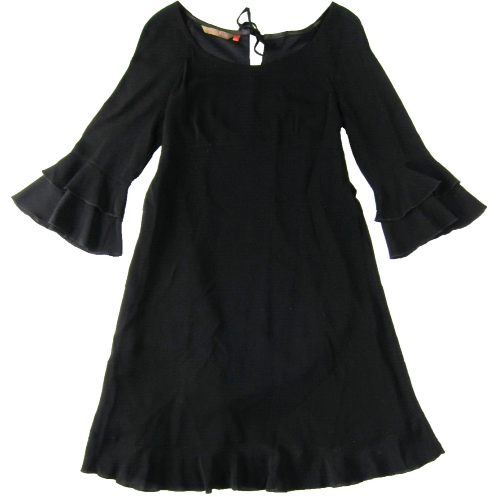Vintage Antoine & Lili Rayon Classic Black 3/4 Ruffle Sleeve Tunic Shift Tie Dress Woman 2 Size XS / US 0-2 / IT 36-38 - 2 Thumbnail