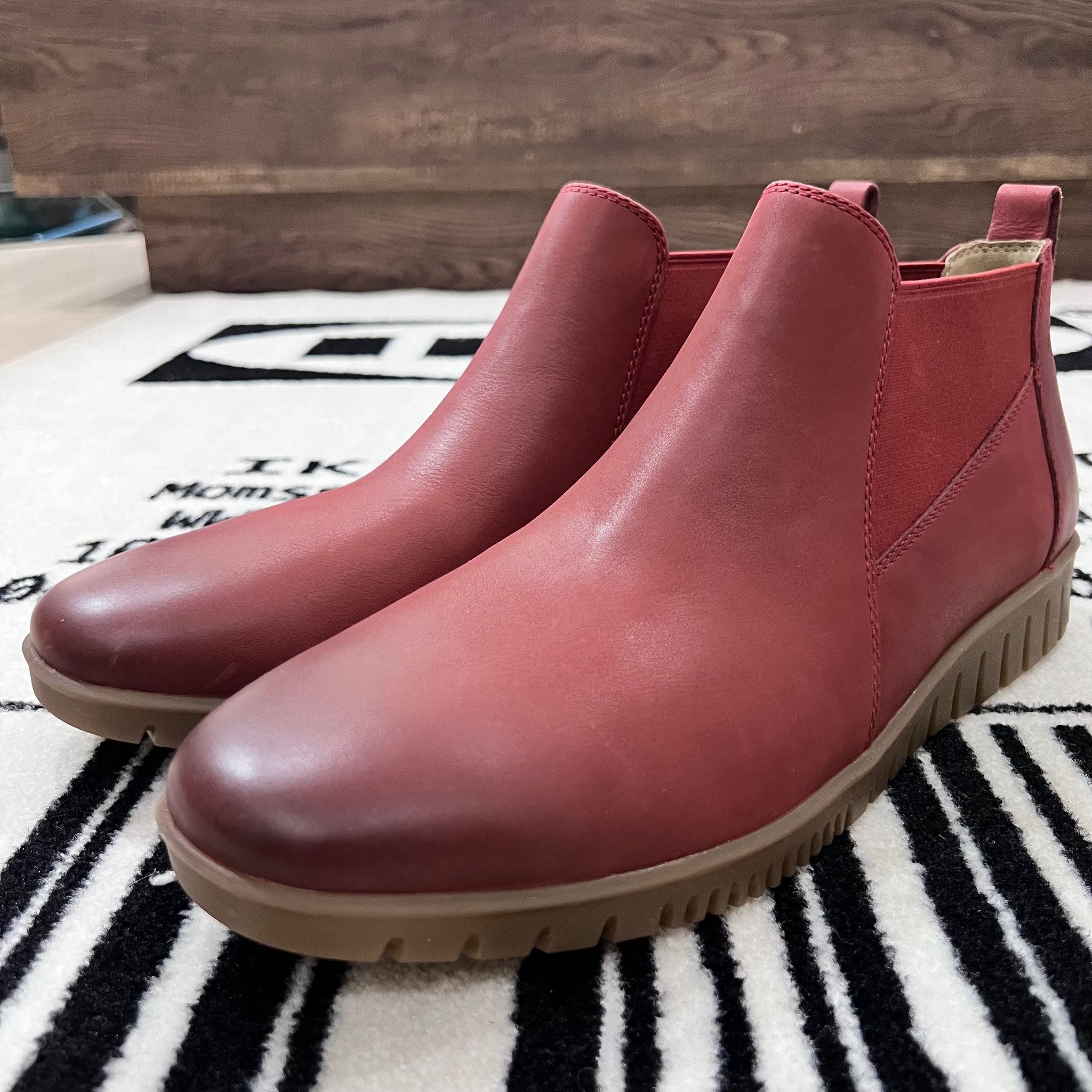 image of Dansko Louisa Red Burnished Calf Boot - Man in Red Tan, Men's (Size 8)