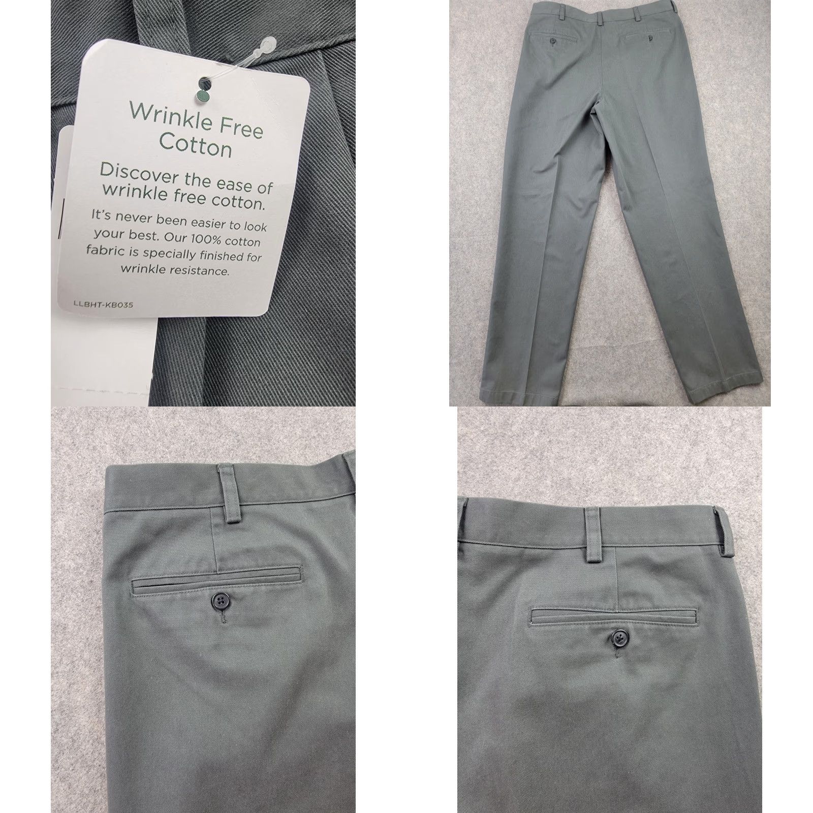 Vintage LL Bean Pants Mens 36x34 Gray Chino Pleated 100% Cotton NWT Double L Size US 36 / EU 52 - 8 Thumbnail