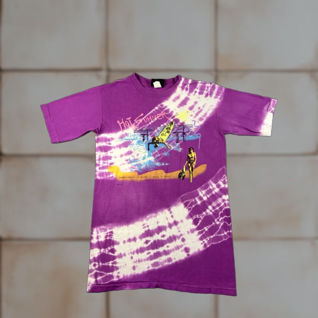 Vintage VINTAGE Surfing T Shirt 90s Size Medium Pink Tye Dye I Wish I Were A Wave Shirt Mens Womens Size US S / EU 44-46 / 1 - 1 Thumbnail