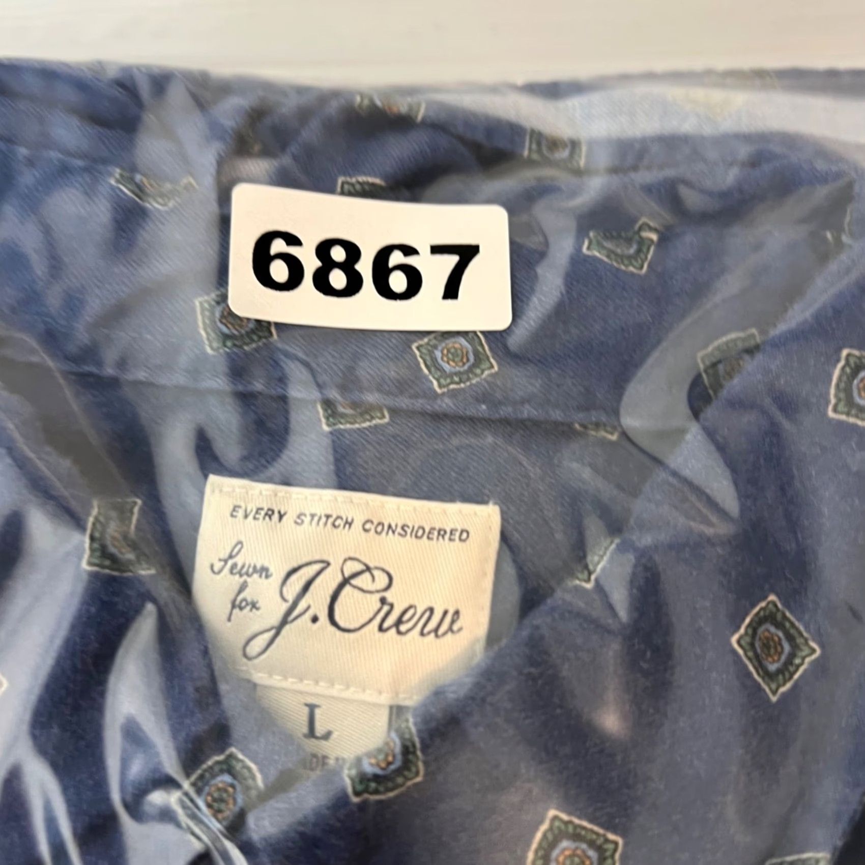 J.Crew J.CREW Mens Size Large Blue Printed Button-Down Shirt Cotton-Wool Blend Geometric Pattern Button-Up Shirt Size US L / EU 52-54 / 3 - 8 Thumbnail