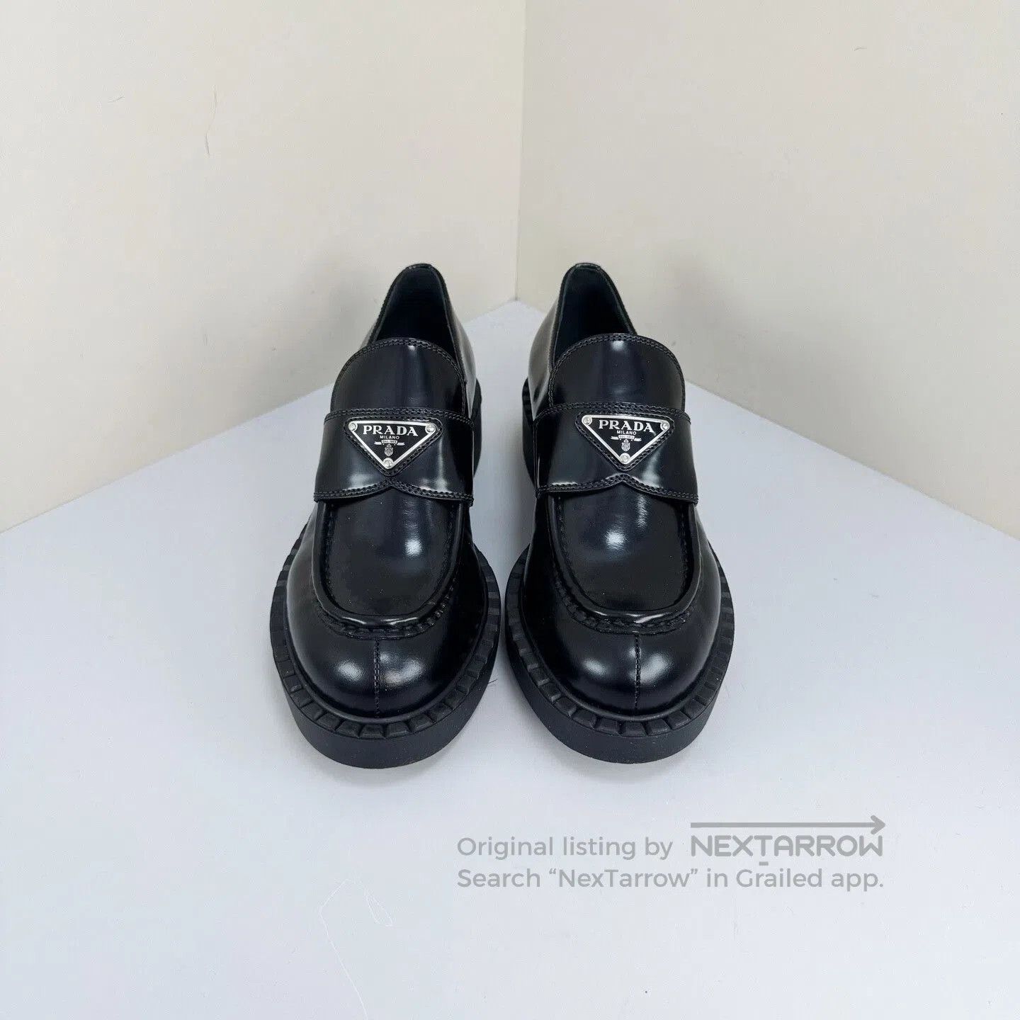 Prada Prada Black Triangle Logo Loafers. Size US 6 / IT 36 - 1 Thumbnail