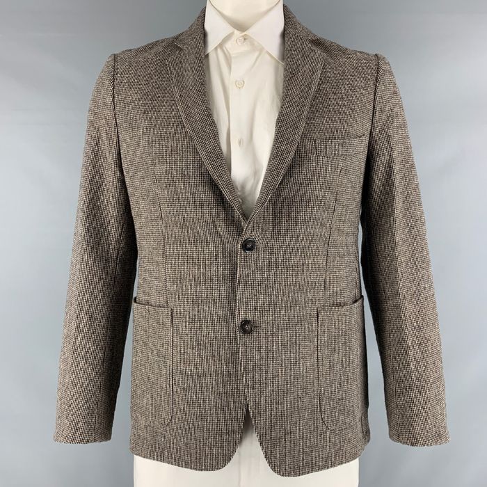 Officine Generale Brown Oatmeal Houndstooth Wool Blend Sport Coat Grailed
