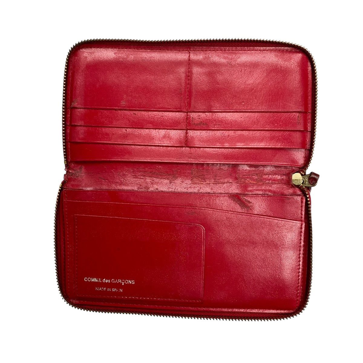 Comme des Garcons Comme des Garcons Leather Red Distressed Zip Wallet Size ONE SIZE - 6 Thumbnail