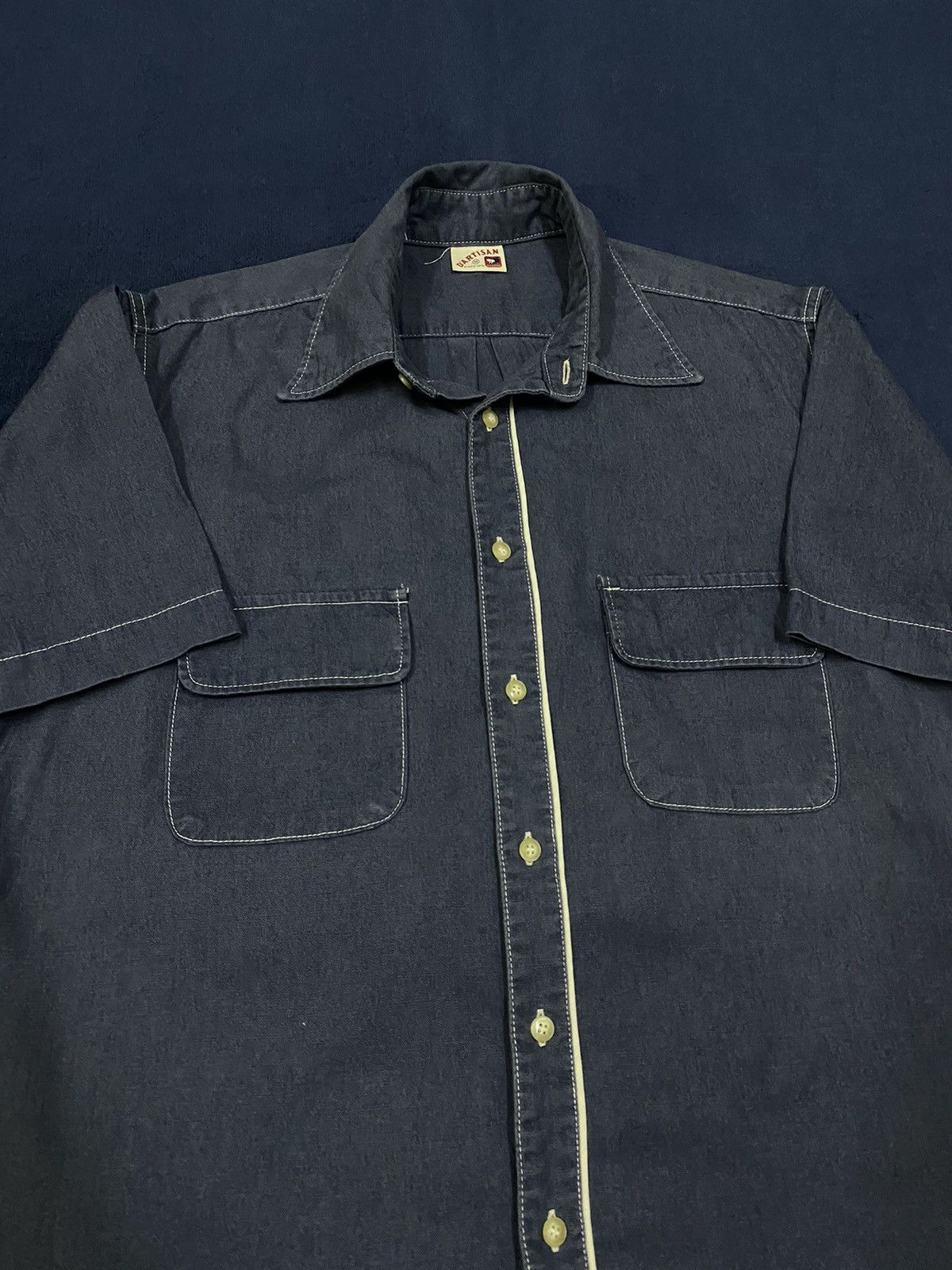 Studio D'Artisan × Vintage Vintage Studio D'Artisan Denim Oxford Double Pocket Shirt Size US M / EU 48-50 / 2 - 1 Thumbnail