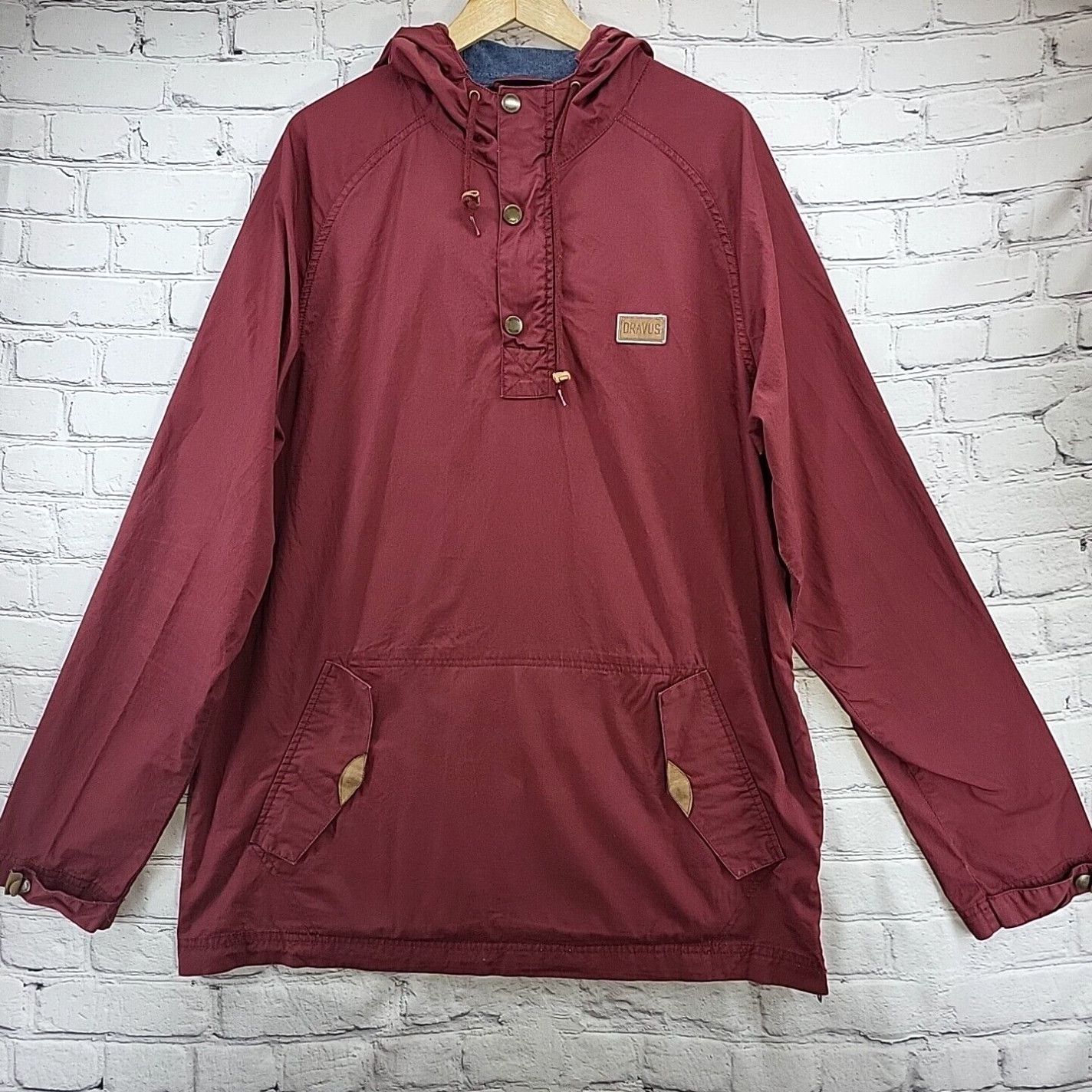 Vintage Dravus Jacket Mens Sz XL Maroon Pull Over Canvas Hooded Headed Nowhere Grailed
