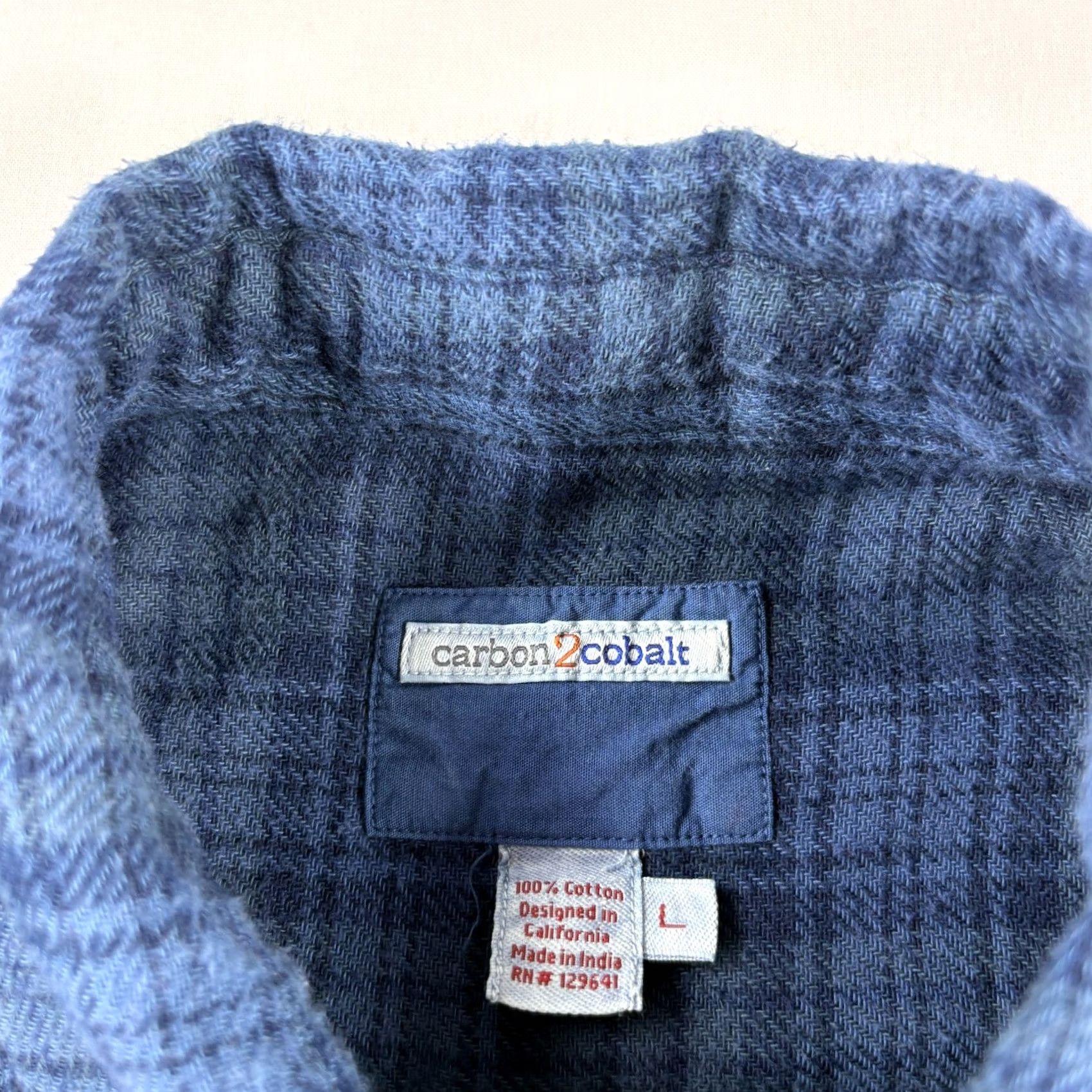 Carbon Carbon Flannel Shirt Mens Large Blue Plaid Button Up Casual Pocket Size US L / EU 52-54 / 3 - 3 Thumbnail