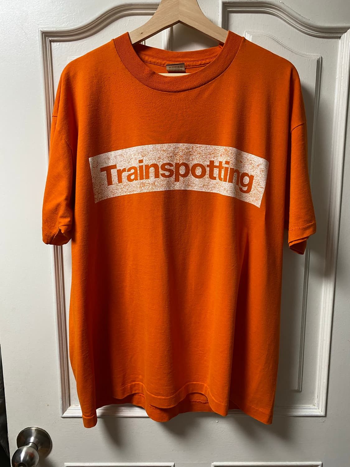 90s Vintage Trainspotting 便器 リンガーTee 90s Vintage Trainspotting 便器 リンガーTee