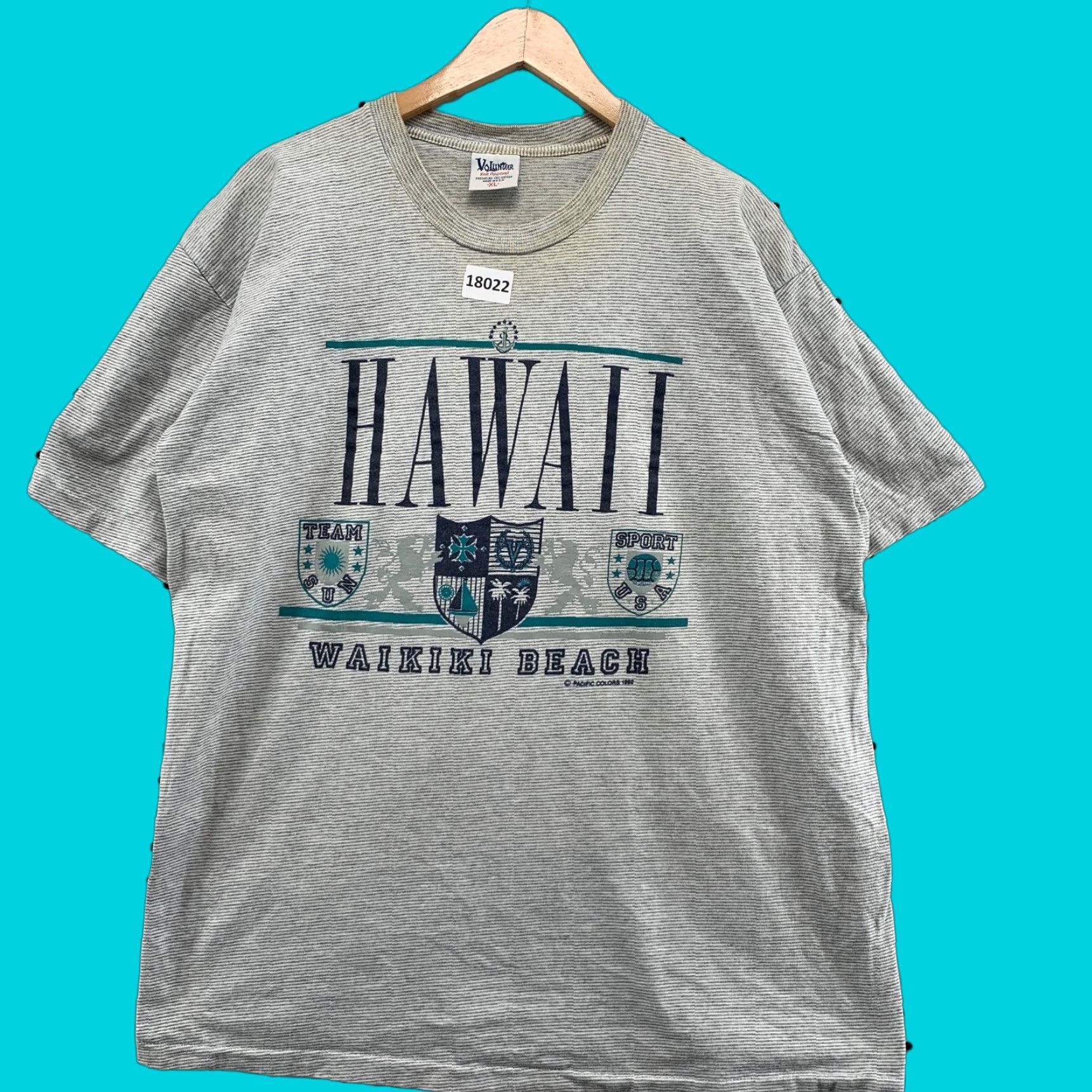 Vintage Vintage Hawaii Single Stitch Shirt Gray Mini Striped Waikiki Beach XL 23X30 USA Size US XL / EU 56 / 4 - 1 Thumbnail