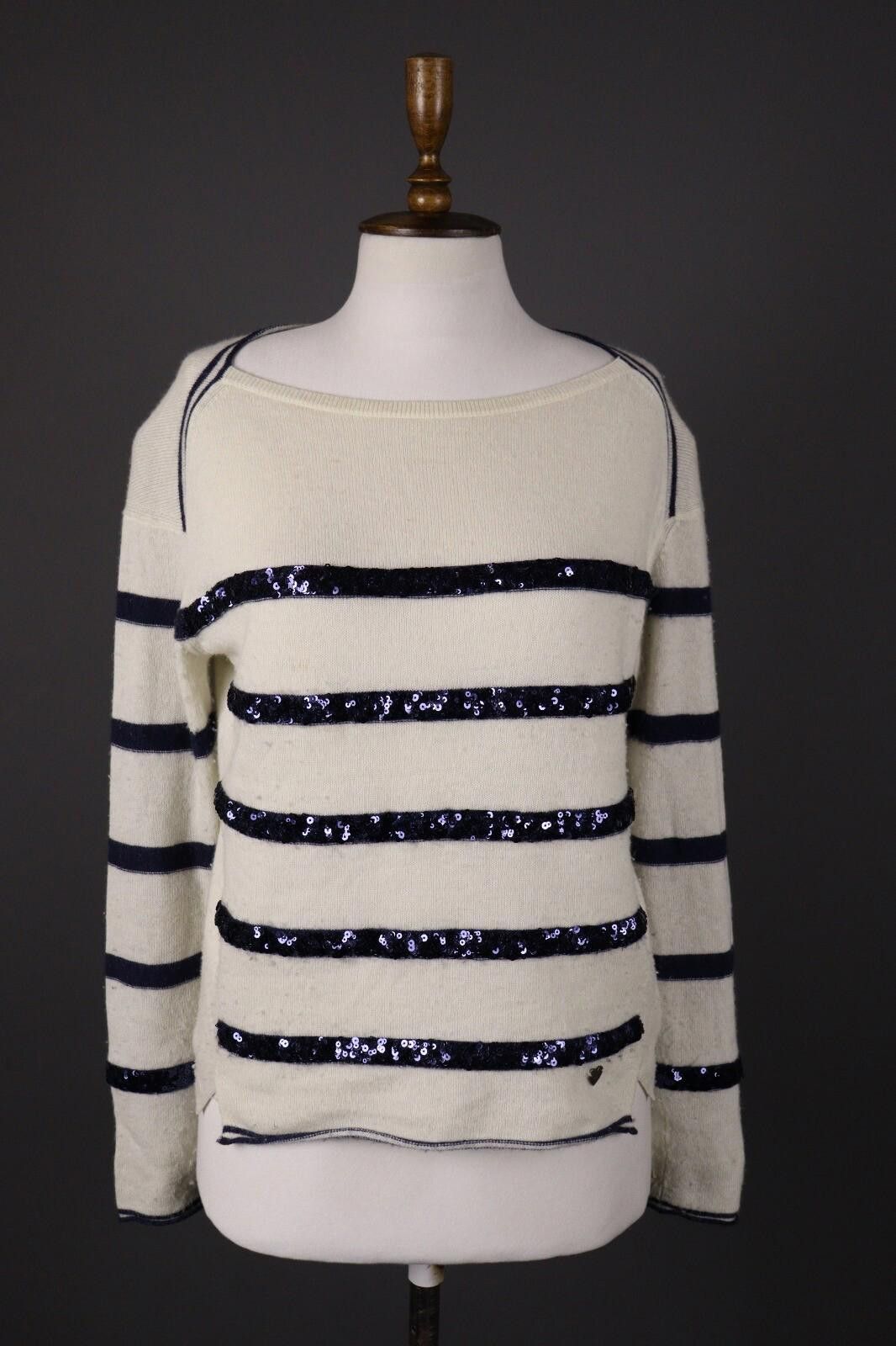 Designer Princess Goes Hollywood Ivory Stripe Wool Sweater Size 38 Size M / US 6-8 / IT 42-44 - 1 Thumbnail