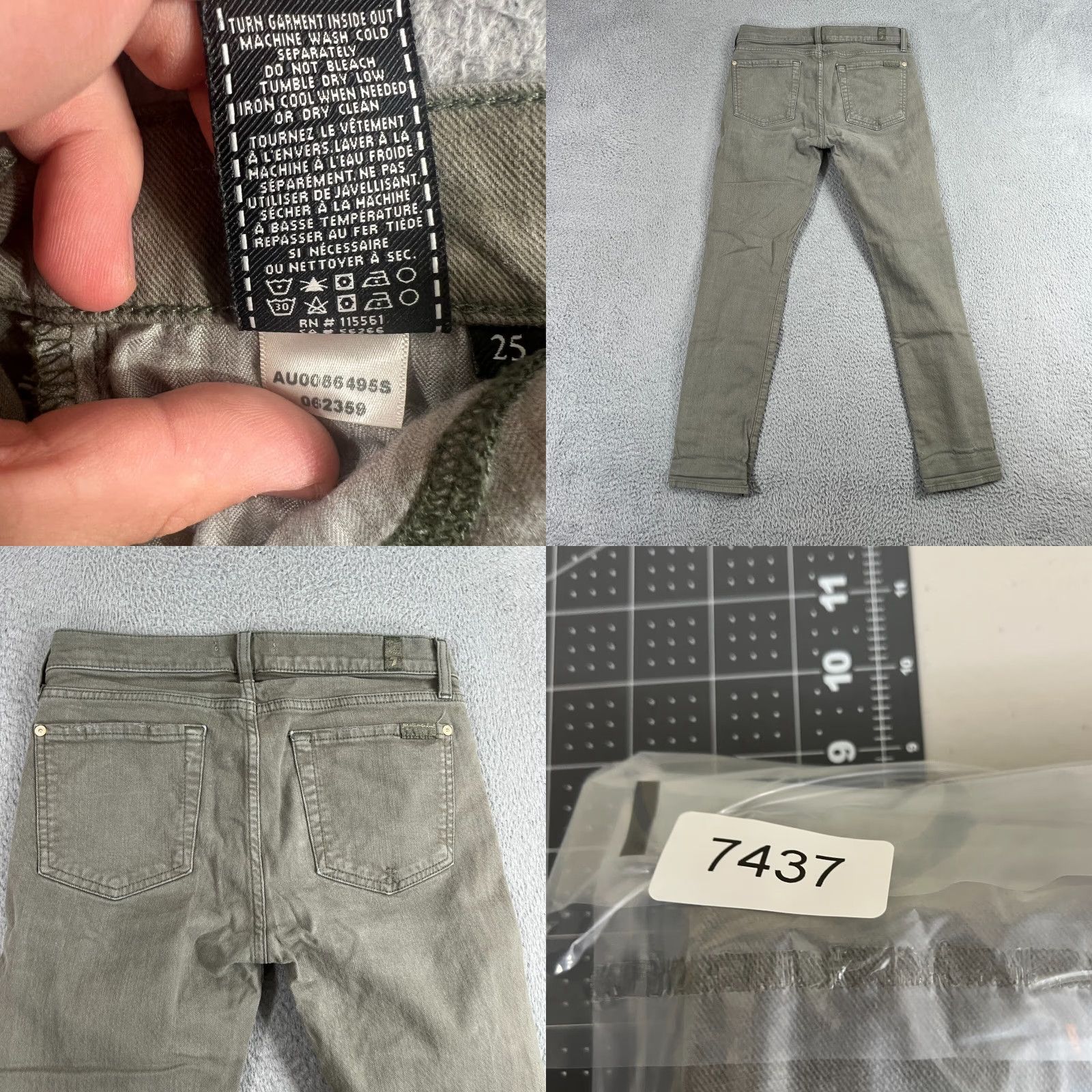 7 For All Mankind 7 For All Mankind Jeans Womens 25 Distressed Skinny Stretch Low Rise Green Size 42" / US 20 - 8 Thumbnail