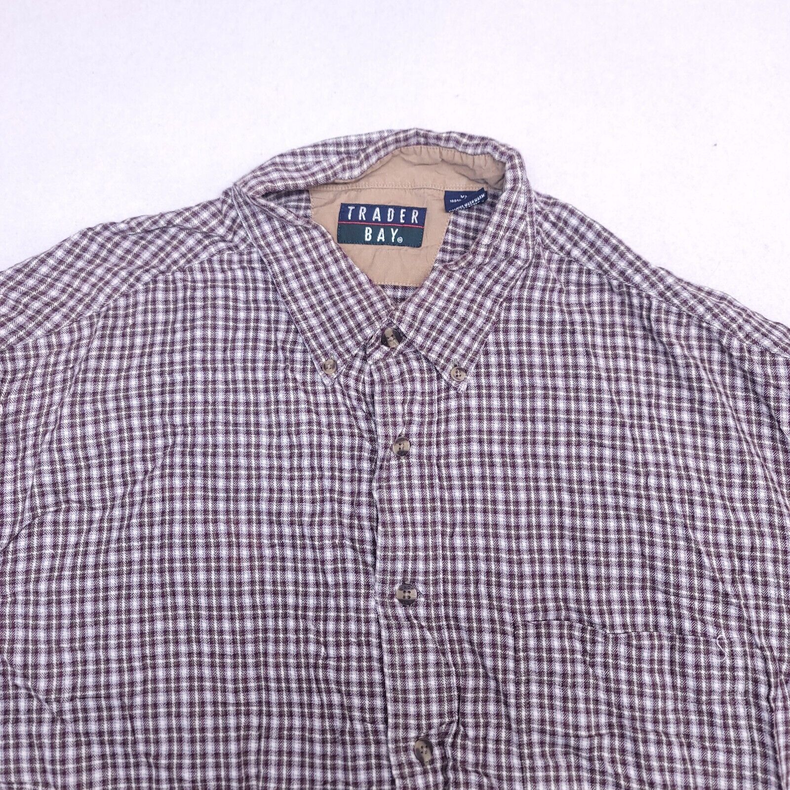 Trader Bay Trader Bay Tartan Flannel Button Up Shirt Men Size XL Maroon Size US XL / EU 56 / 4 - 1 Thumbnail