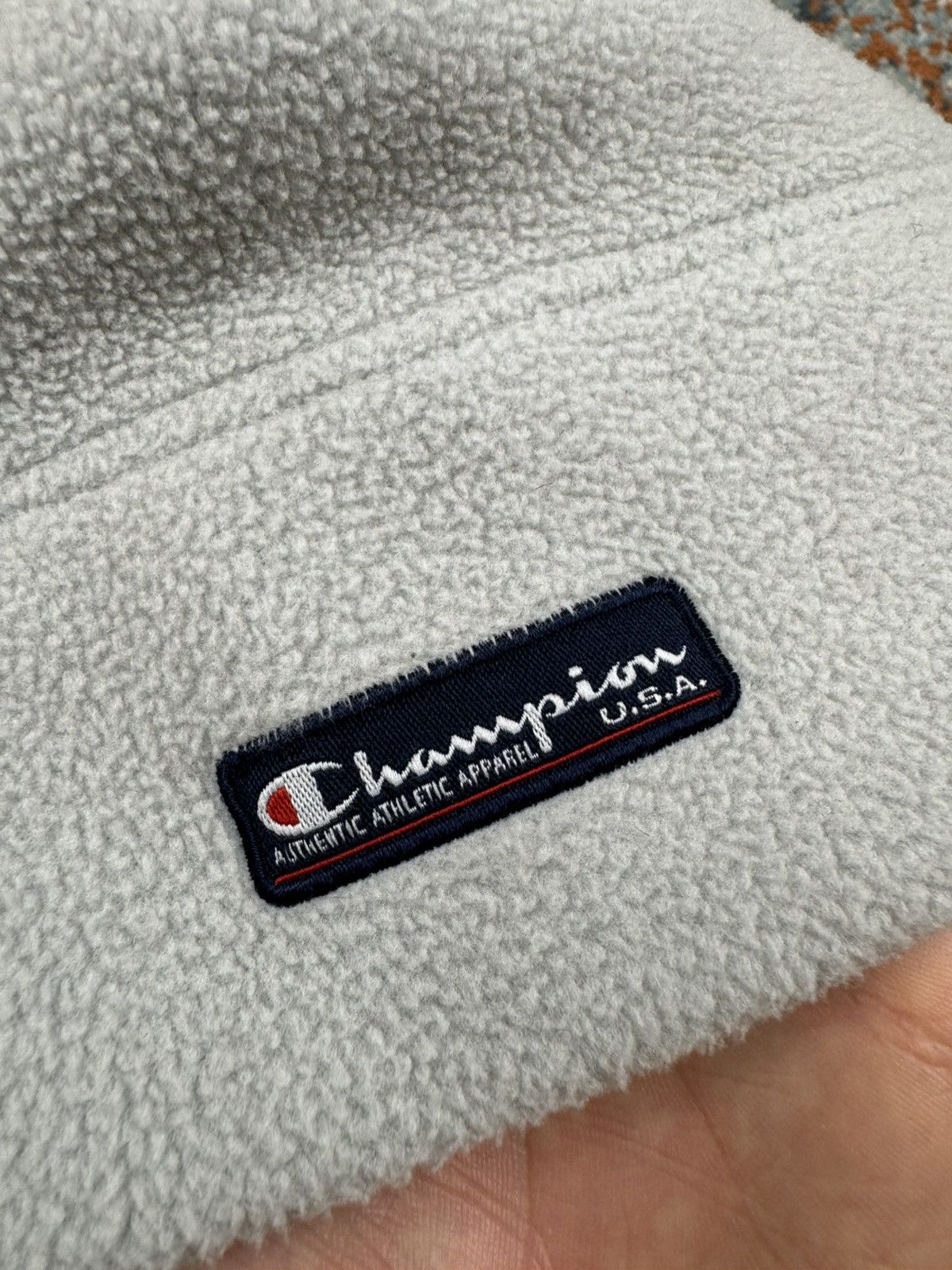 Champion × Vintage Vintage 90s Champion fleece Sherpa beanie logo hat Size ONE SIZE - 3 Thumbnail