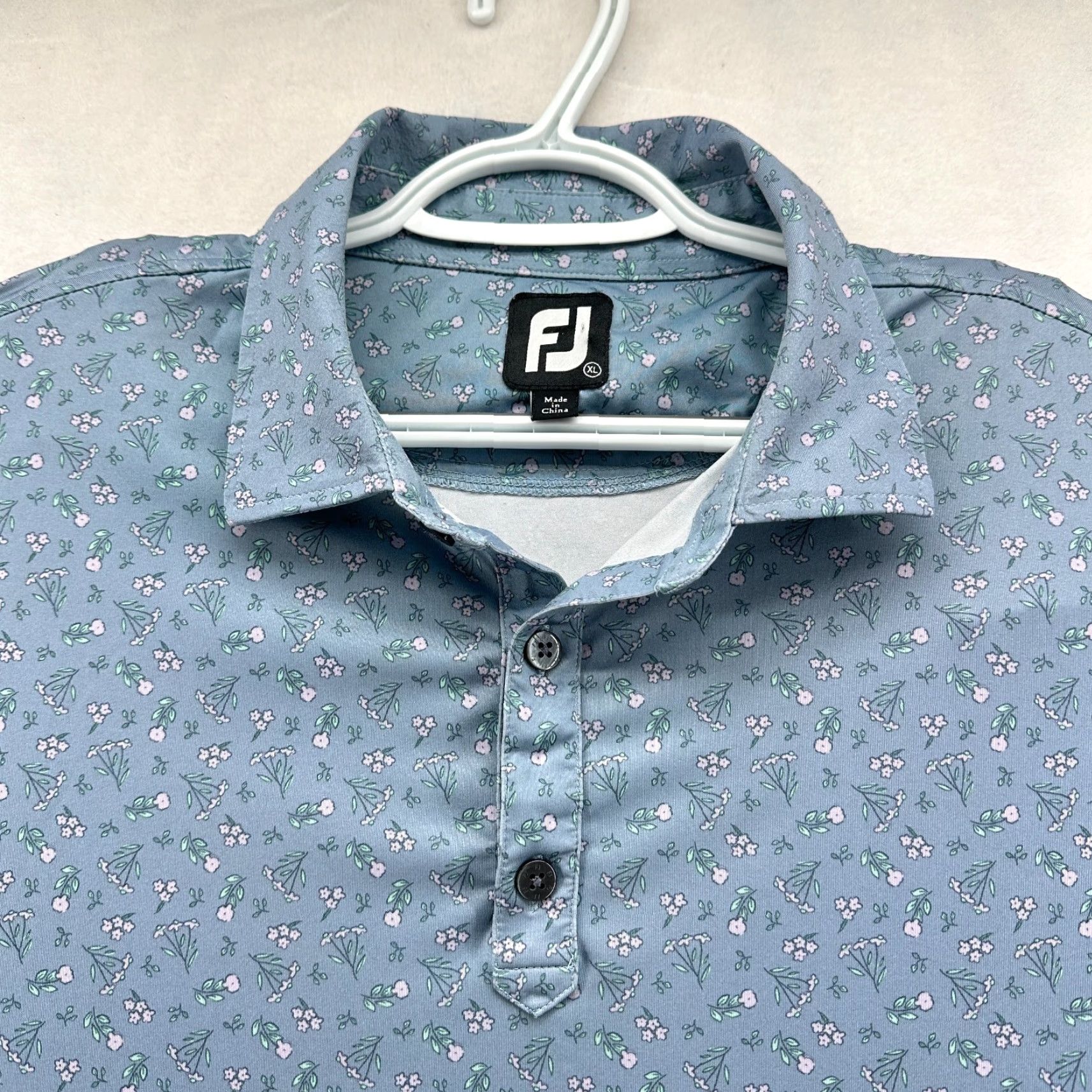 Footjoy FootJoy Polo Shirt Blue Men's XL Floral Golf Short Sleeve Collared Size US XL / EU 56 / 4 - 5 Thumbnail