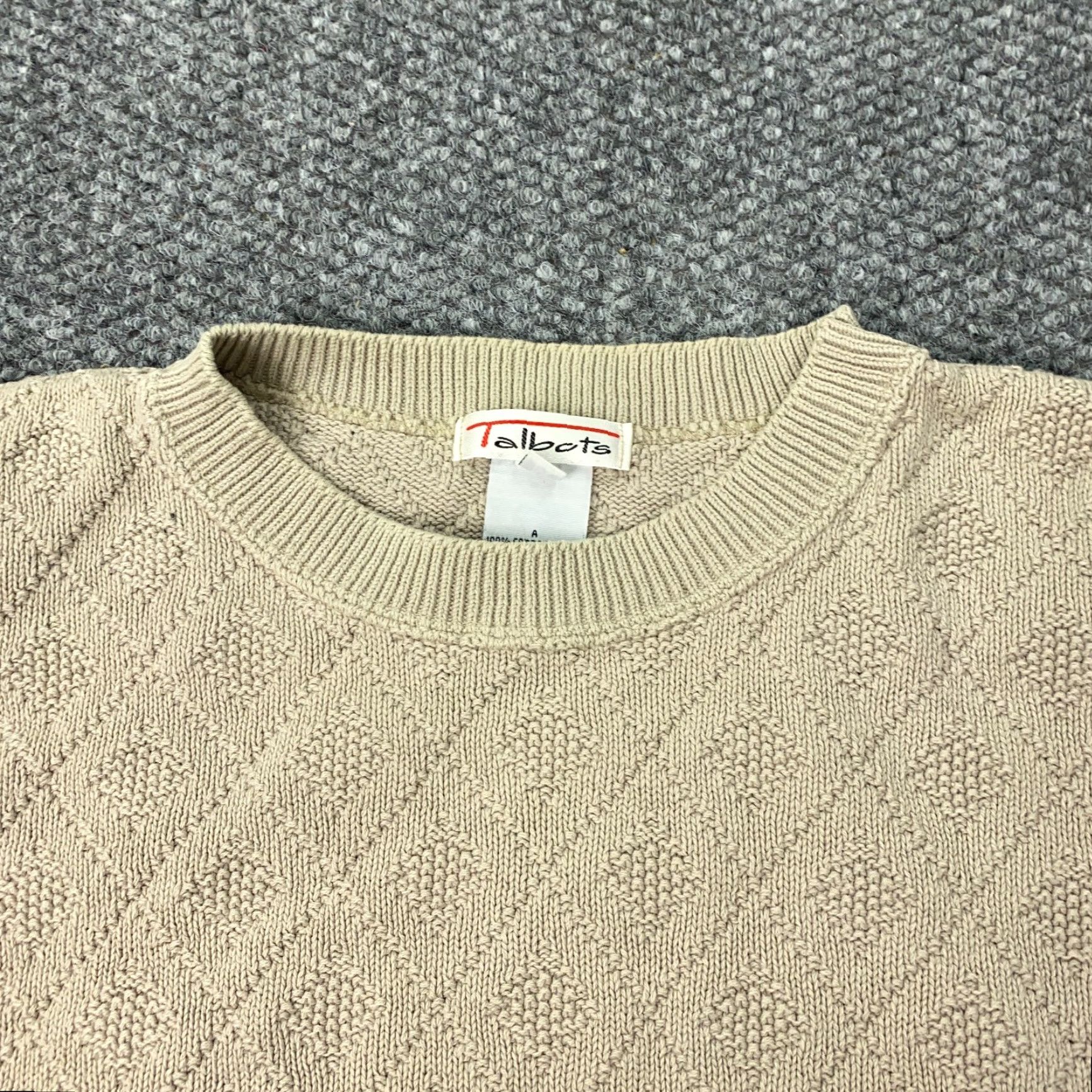 Talbots Talbots Sweater Women Medium Beige Knit Crew Neck Pullover Cotton Fall Winter Shirt Size M / US 6-8 / IT 42-44 - 2 Thumbnail