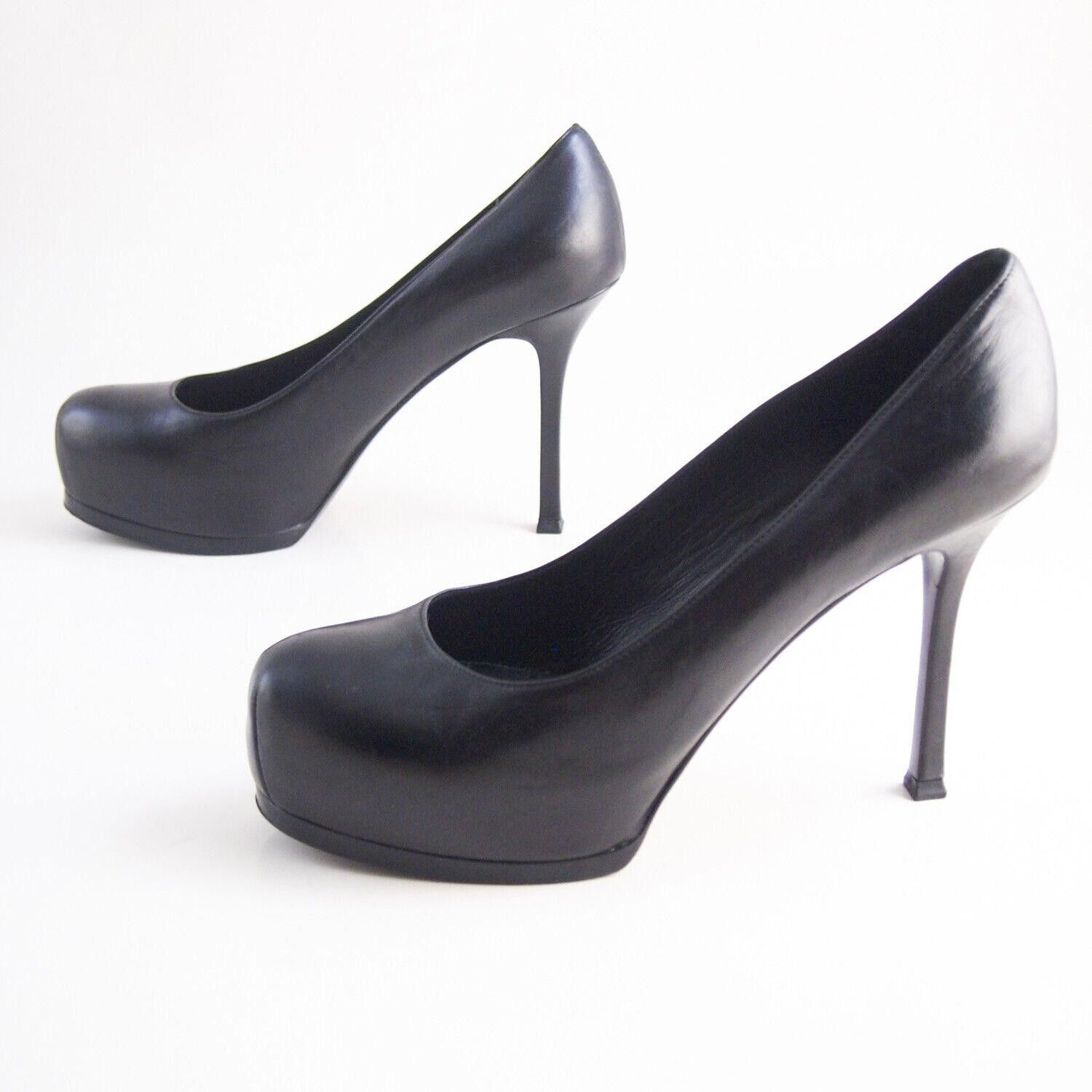 Yves Saint Laurent YSL Saint Laurent Tribdoo Heels Black Leather US 8.5 EU 38.5 Size US 8.5 / IT 38.5 - 2 Thumbnail