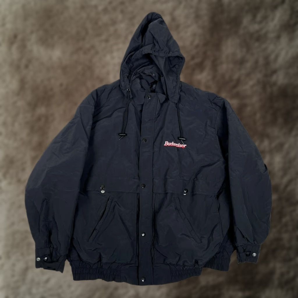 Budweiser VINTAGE Budweiser Jacket Mens 2XL Black Hooded Insulated Parka USA Made 90s Shirt? Size US XXL / EU 58 / 5 - 1 Thumbnail