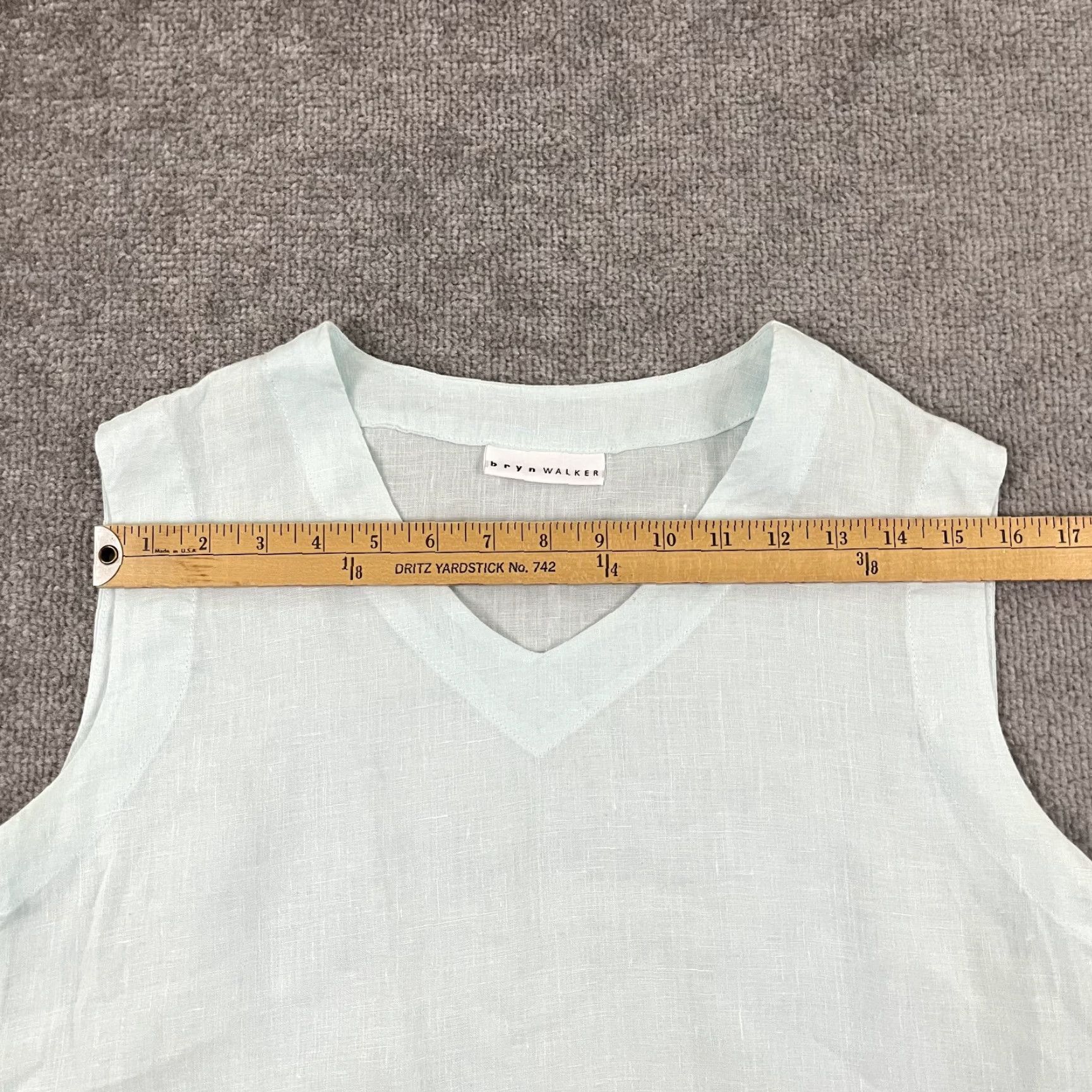 Vintage Bryn Walker Dress Womens S Light Blue 100% Linen Shift Pullover V-Neck Beach Size S / US 4 / IT 40 - 7 Thumbnail
