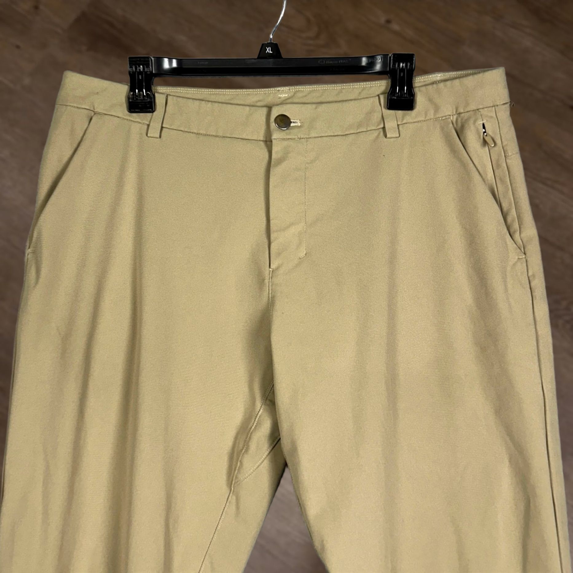 Lululemon Lululemon Commission Slim Fit Pant Mens 36 Tan Polyester Blend Chino Tapered Flat Front Zippered Pockets Logo Slim Performance Casual Business Travel Size US 36 / EU 52 - 1 Thumbnail