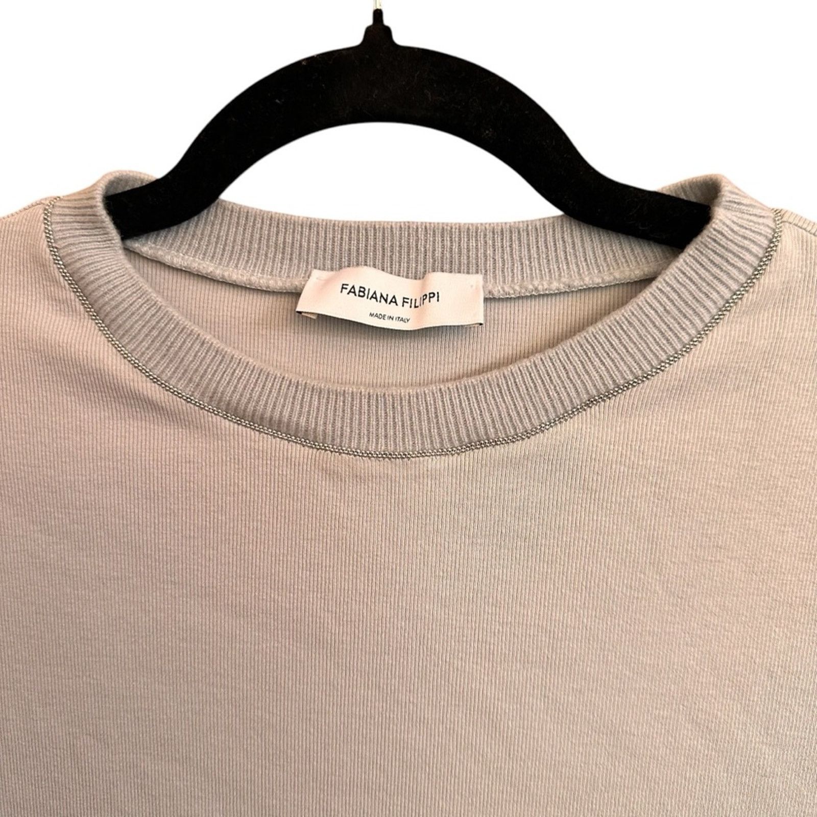 Fabiana Filippi Fabiana Filippi Ribbed Jersey Tee – Blue – Size S – EUC Size S / US 4 / IT 40 - 2 Thumbnail