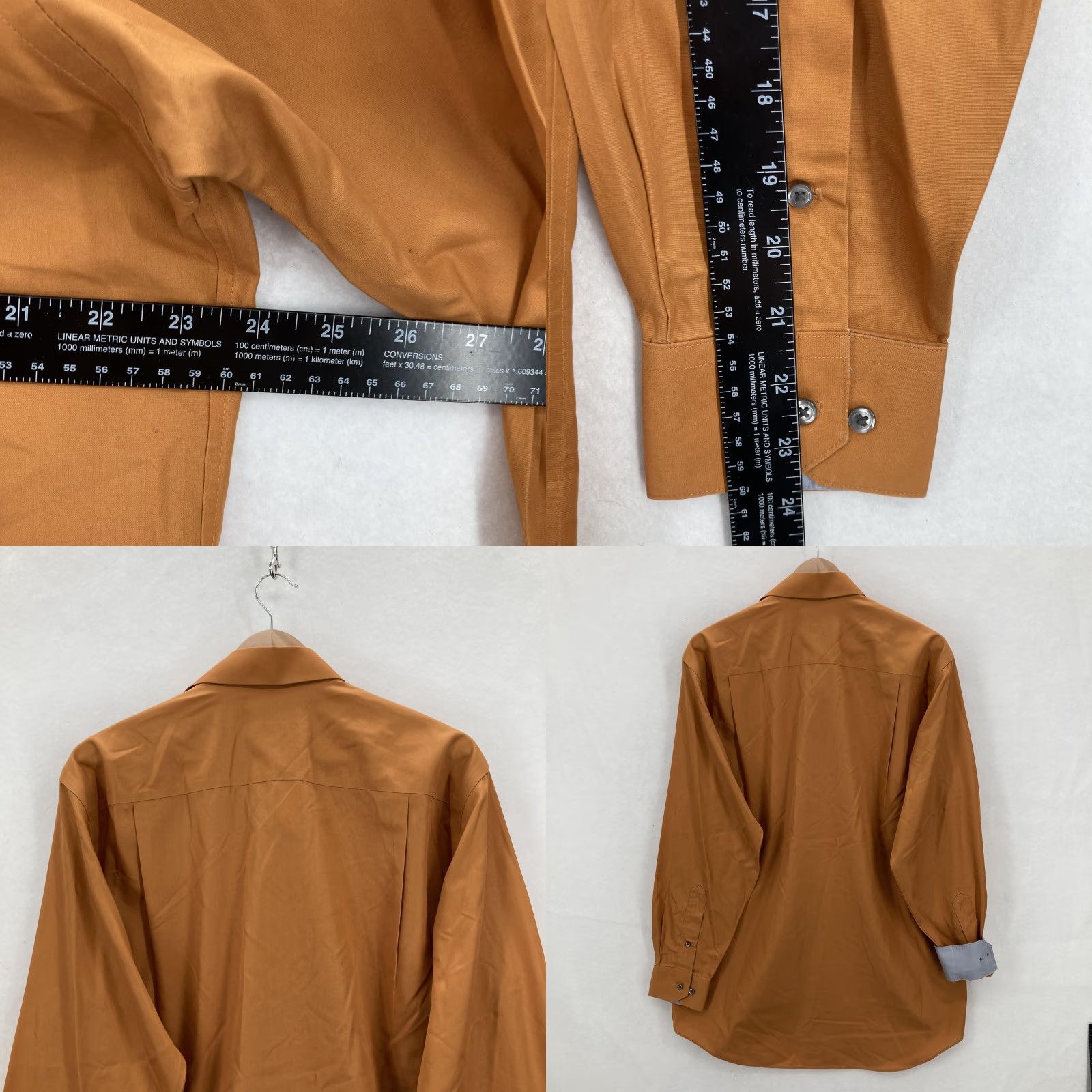 Vintage Paul Fredrick Shirt Mens 15.5 x 33 Bronze Non Iron Supima Cotton Classic Fit NWT Dress Shirt Long Sleeve Belted Cuff Size US L / EU 52-54 / 3 - 8 Thumbnail
