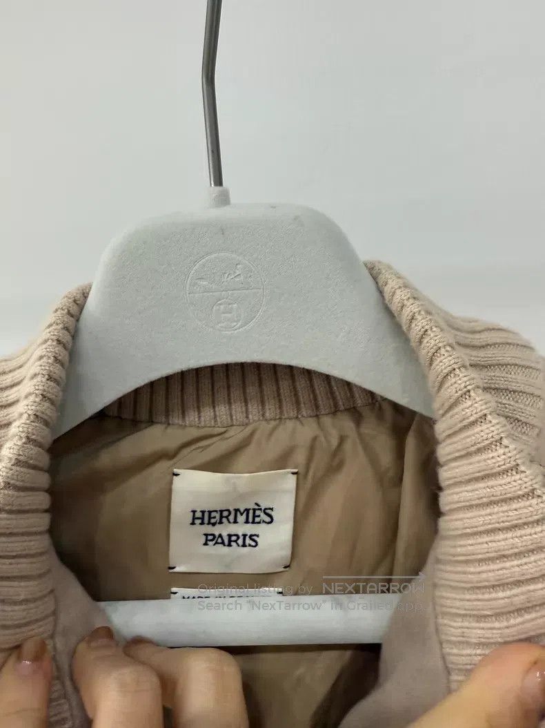 Hermes Hermes Beige Cashmere and Leather Patchwork Diamond Quilte Size XXS / US 00 / IT 34 - 6 Thumbnail