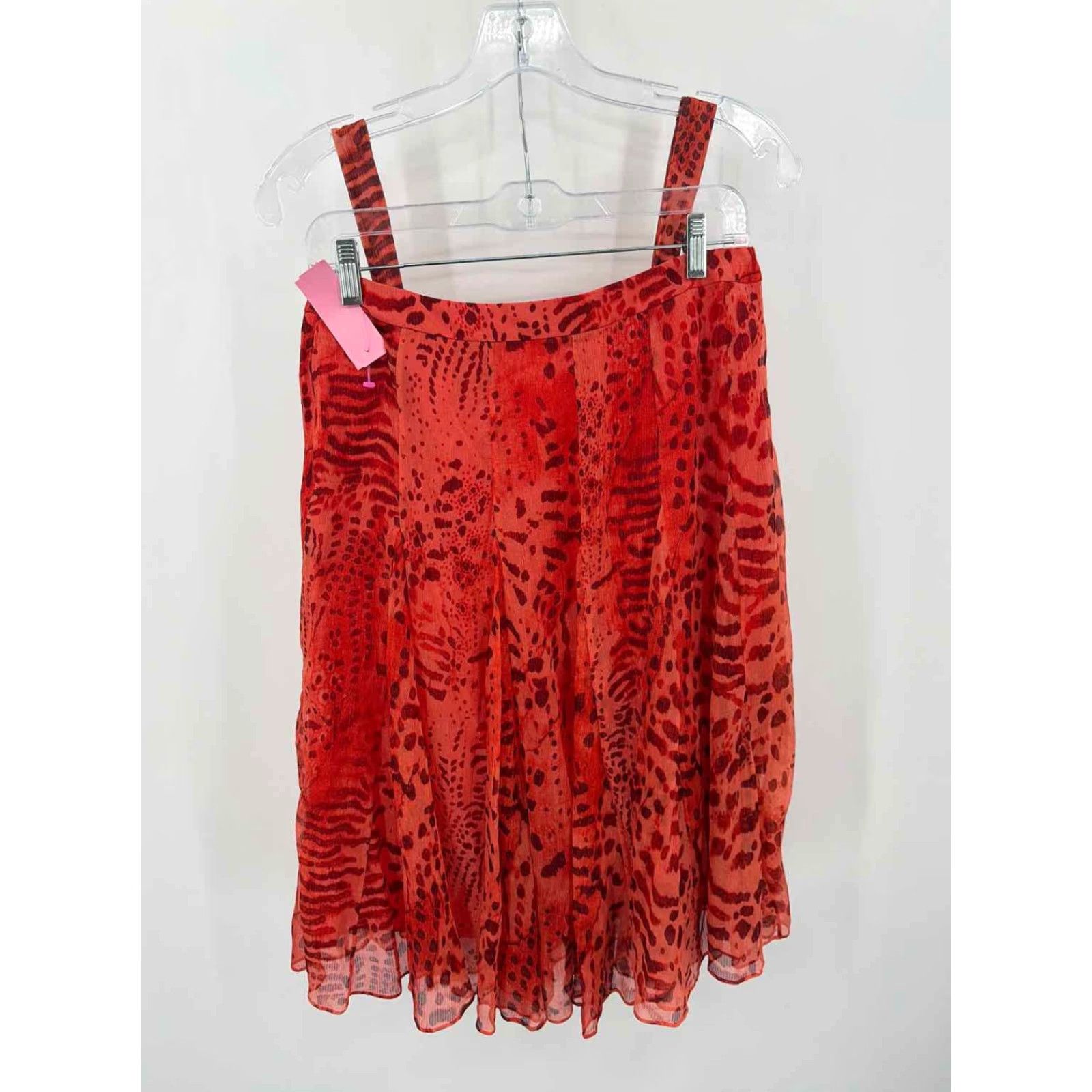VINTAGE Lafayette 148 Orange Size 8 Printed A-Line Skirt Set