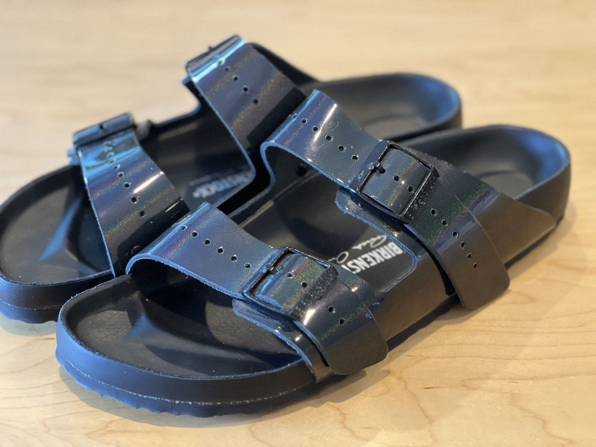 image of Birkenstock Arizona X Rick Owens Iridescent Shoes in Black, Men's (Size 10)