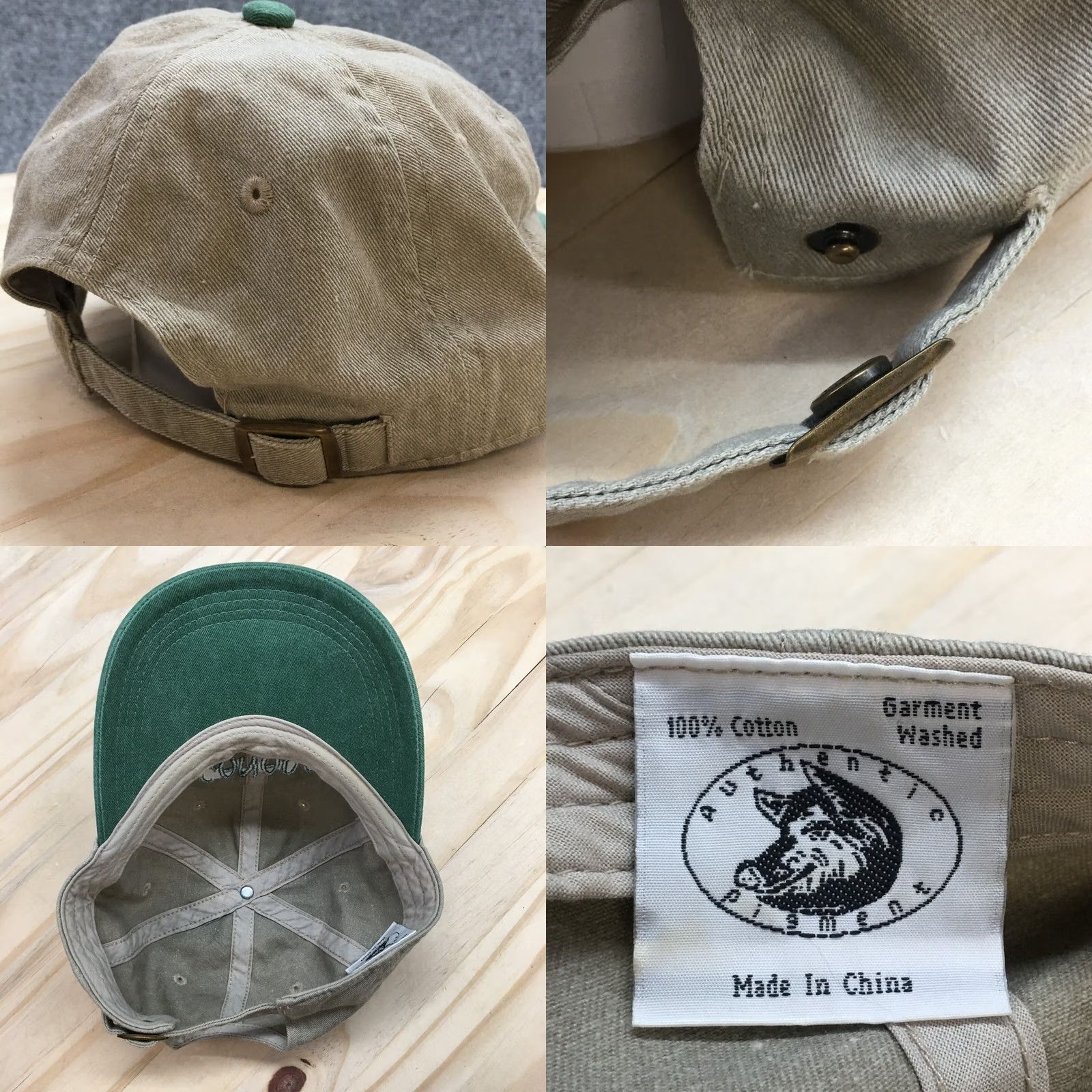 Logo 7 Canada Baseball Cap Mens Green OS Adjustable Curved Brim Embroidered Logo Brown Canvas Cotton Hat Size ONE SIZE - 8 Thumbnail