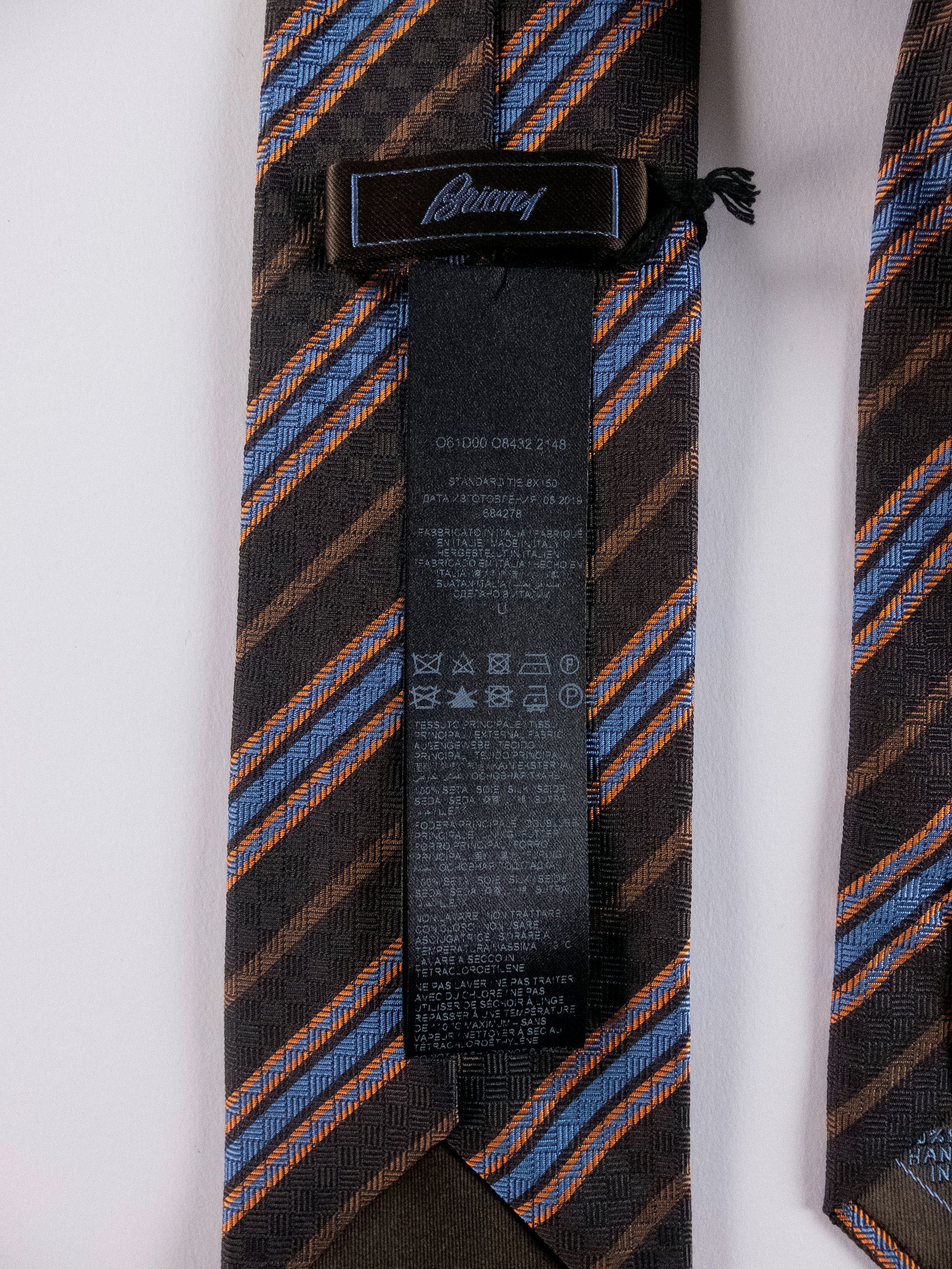 Brioni BRIONI hand made brown striped silk tie authentic Size ONE SIZE - 4 Thumbnail