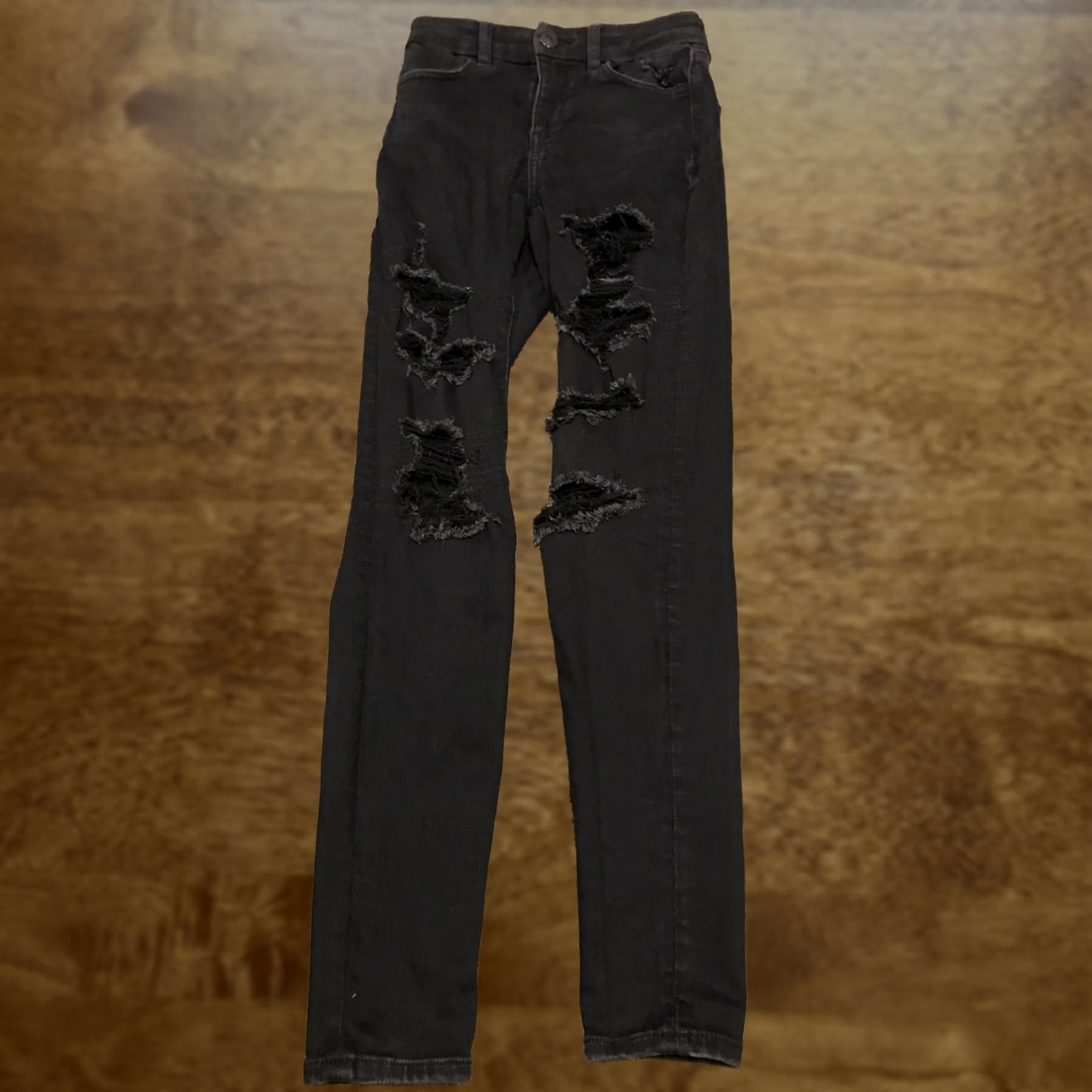 American Eagle Outfitters American Eagle Next Level Stretch Women Size 00 Curvy Jegging Black Denim Size 24" / US 00 / IT 34 - 1 Thumbnail