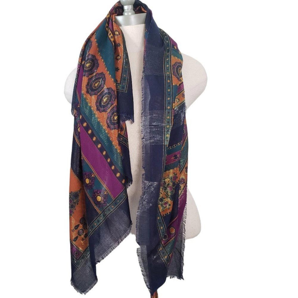 Designer CT836 Indian Motif Sheer Shawl/Wrap Size ONE SIZE - 3 Thumbnail