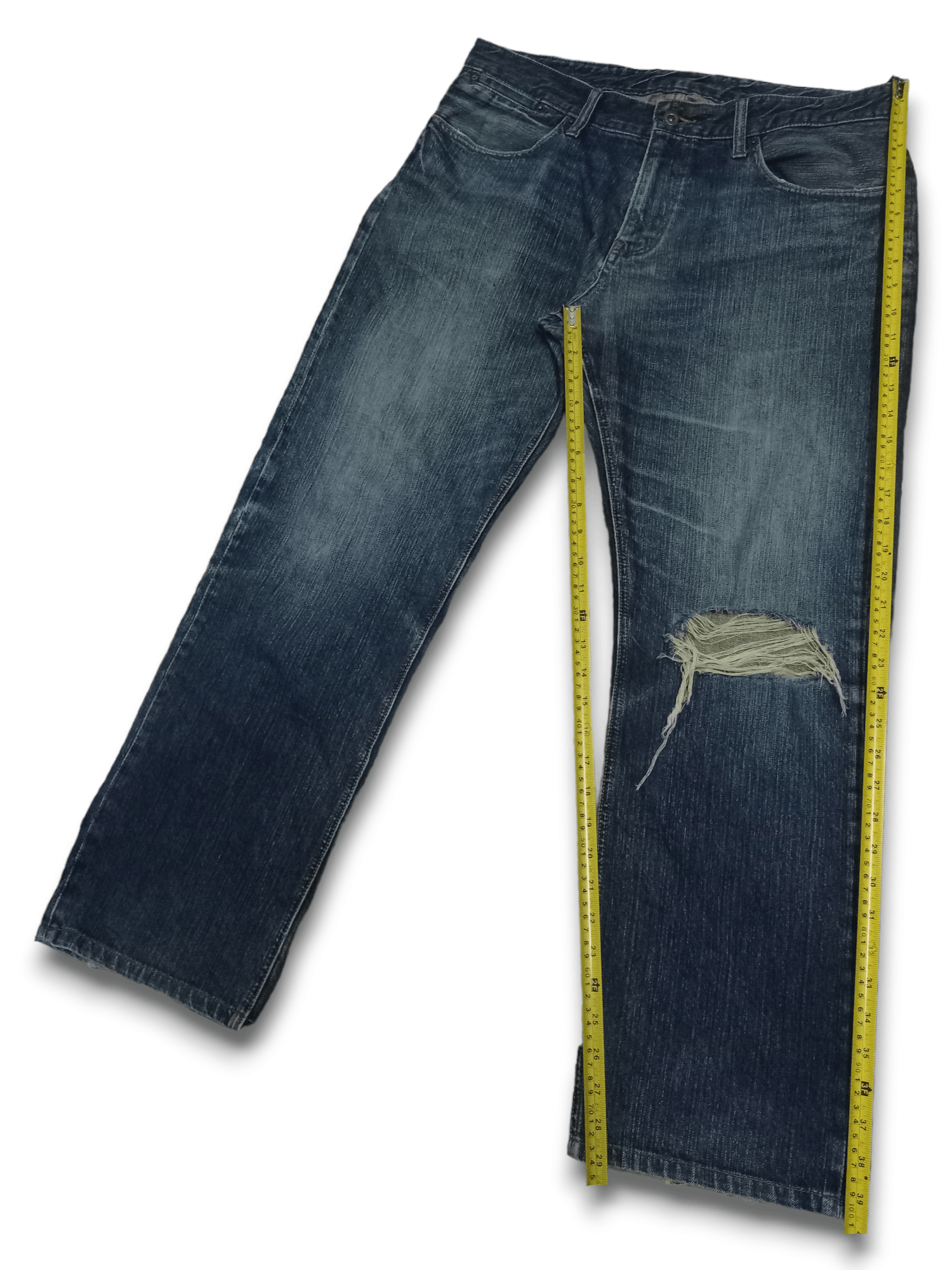 Japanese Brand Vintage Japanese Brand Blue Wash Distressed Baggy Jeans Size US 35 - 11 Thumbnail