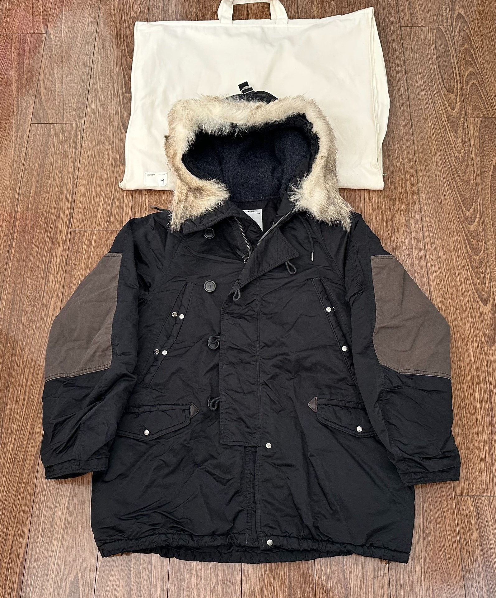 Visvim Valdez Heavy Pile Synthetic Faux Fur Hood Coat Jacket XL