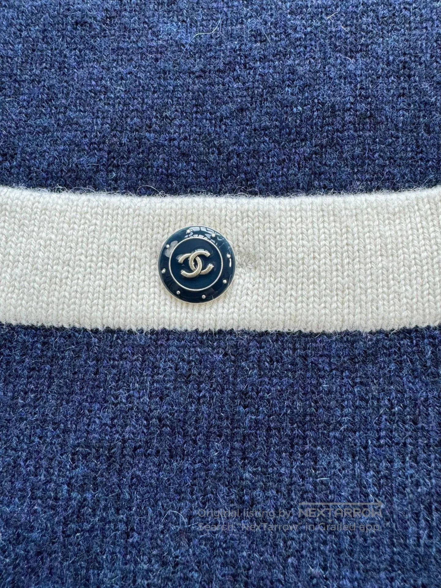 Chanel Chanel Blue and White Cashmere Cardigan. Size XS / US 0-2 / IT 36-38 - 5 Thumbnail