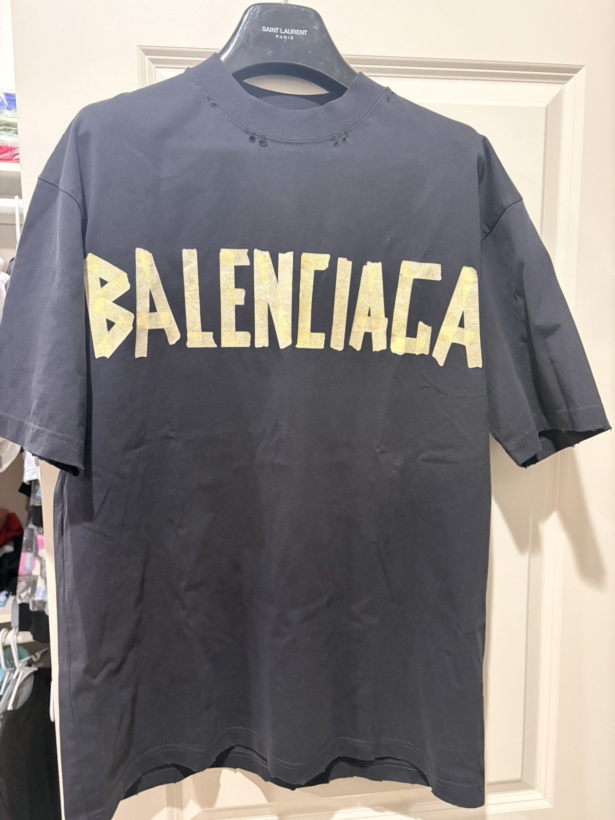 Balenciaga Tape logo tee Size US L / EU 52-54 / 3 - 1 Thumbnail