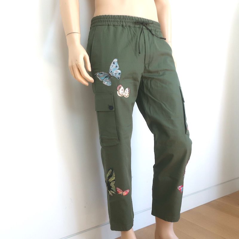Valentino Valentino Butterfly-Embroidered Cargo Pants Green Size 46 Size US 30 / EU 46 - 5 Thumbnail