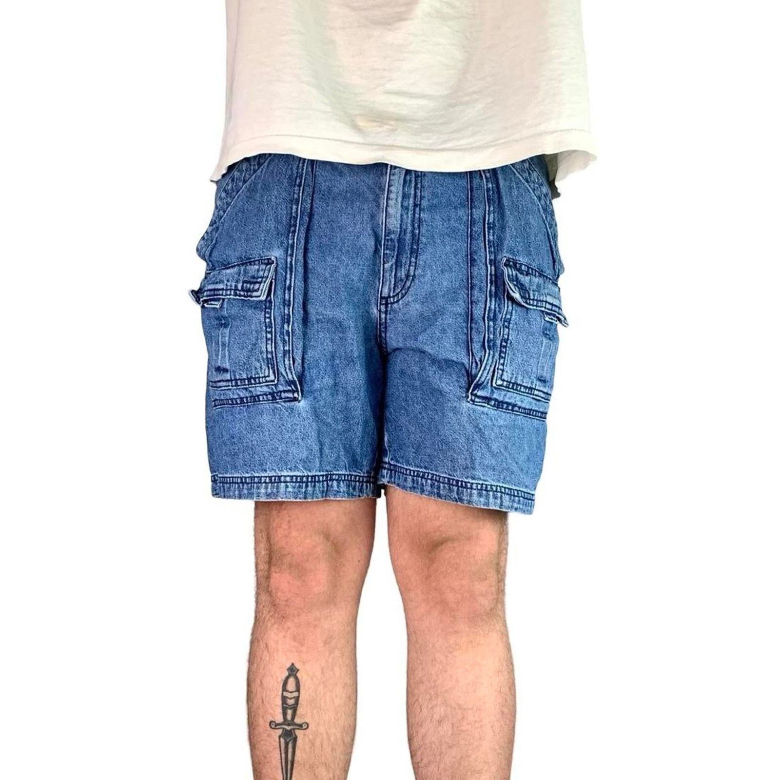 St. Johns Bay × Vintage 90s Vintage Front Pocket Cargo Jean Shorts Size US 36 / EU 52 - 1 Thumbnail
