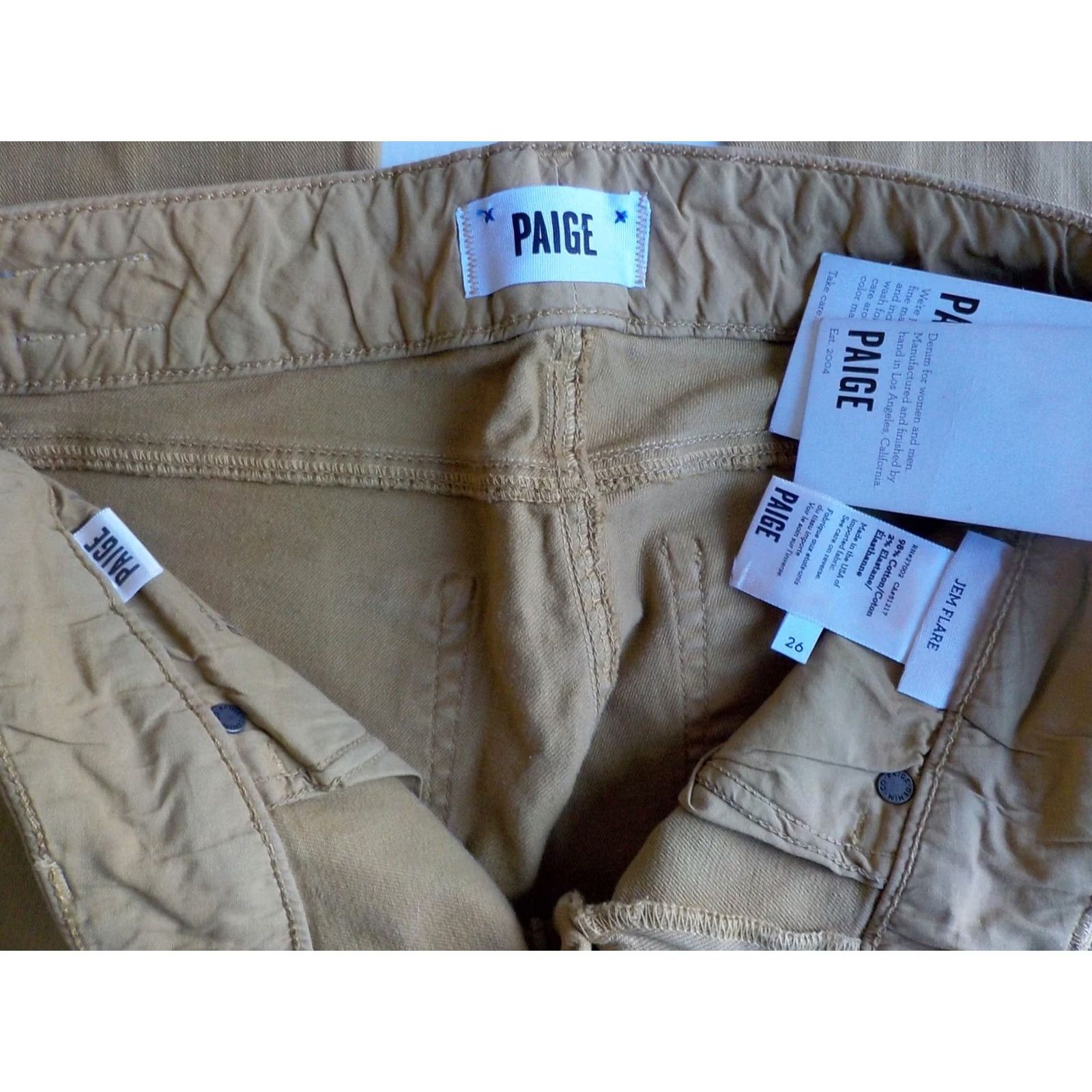Paige PAIGE Jem Flare Jeans Gold 5 Pocket SZ 26X35 Womens Flared Jeans Size 26" / US 2 / IT 38 - 5 Thumbnail