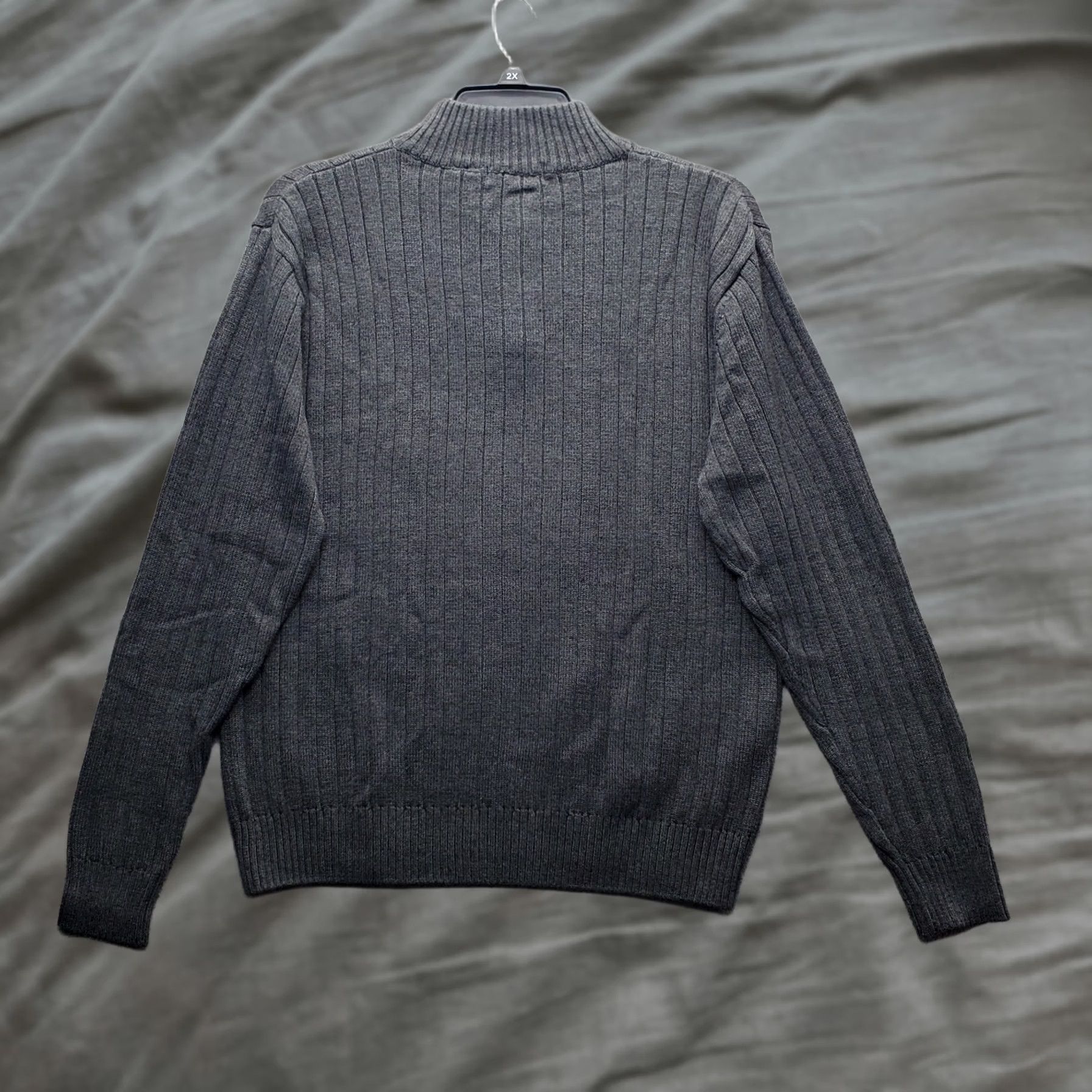 Vintage Michael Brandon Sweater Mens XL Gray Chunky Knit Mock Neck 1/4 Zip Pullover Cardigan Size US XL / EU 56 / 4 - 1 Thumbnail