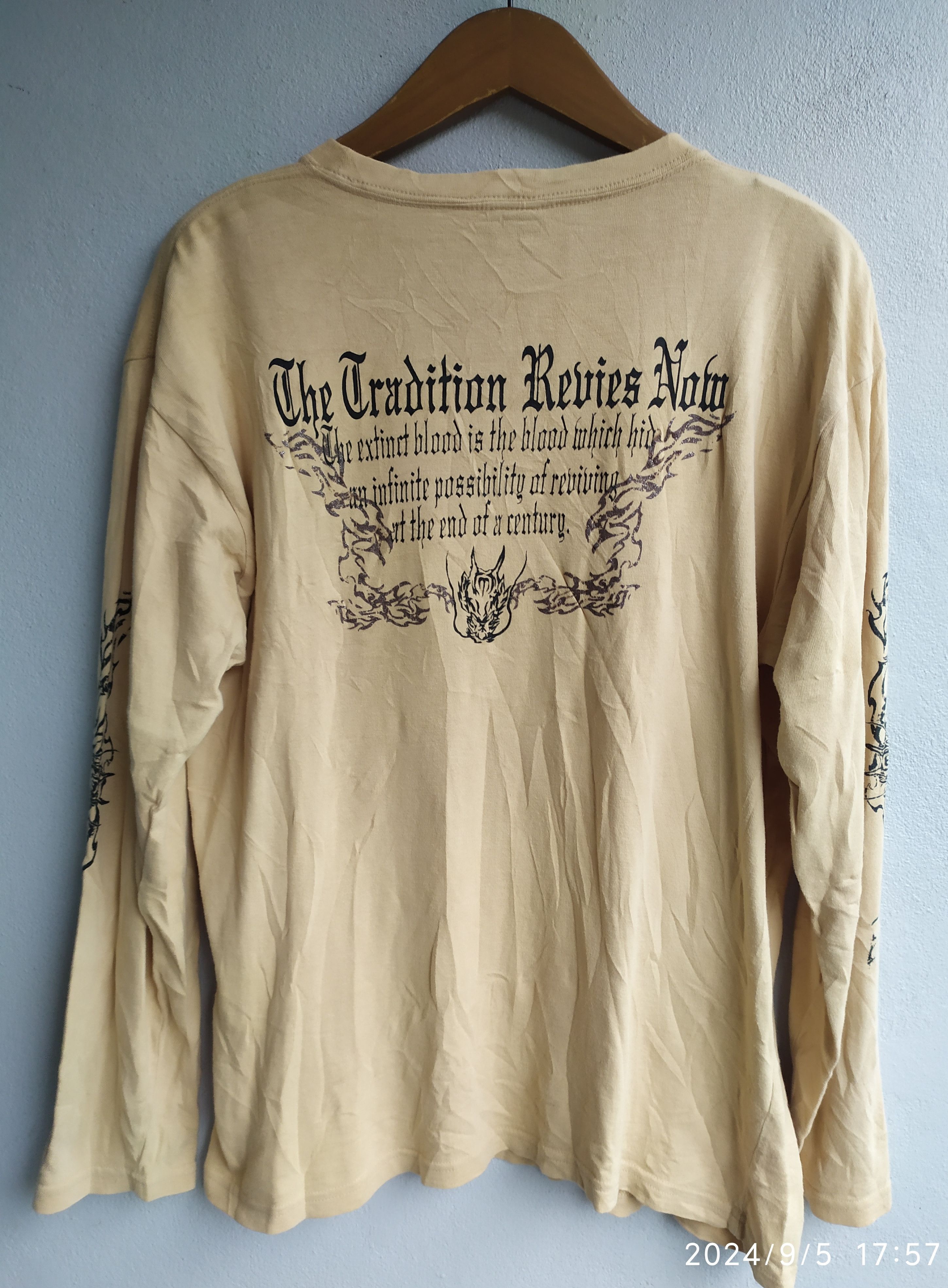 If Six Was Nine × Japanese Brand × Le Grande Bleu (L.G.B.) Japanese Seku Zeky poem Tribal Dragon Long Sleeve Size US L / EU 52-54 / 3 - 2 Thumbnail