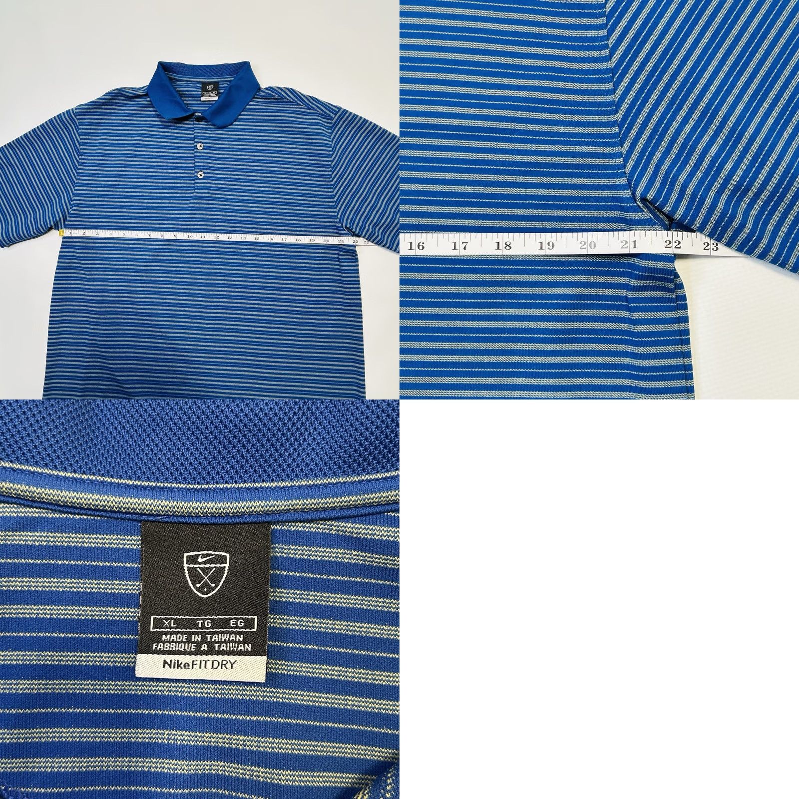 Nike VINTAGE Nike Golf Polo Shirt Dri Fit UV Protective Mens XL Blue White Striped Breathable Size US XL / EU 56 / 4 - 8 Thumbnail