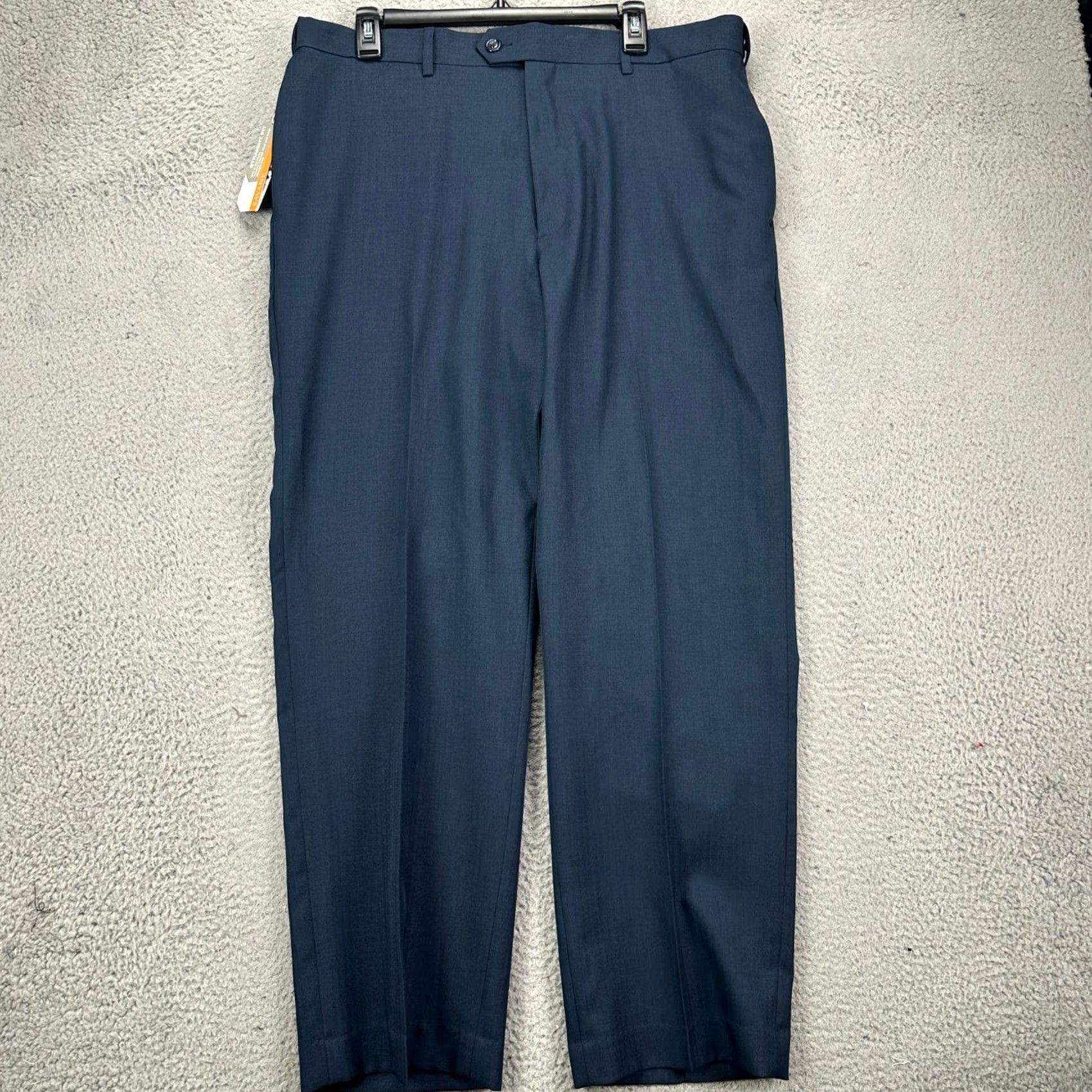 Savane Savane Pants Dress Mens 36X29 Navy Blue Herringbone Straight Comfort Waist NEW Size US 36 / EU 52 - 2 Thumbnail