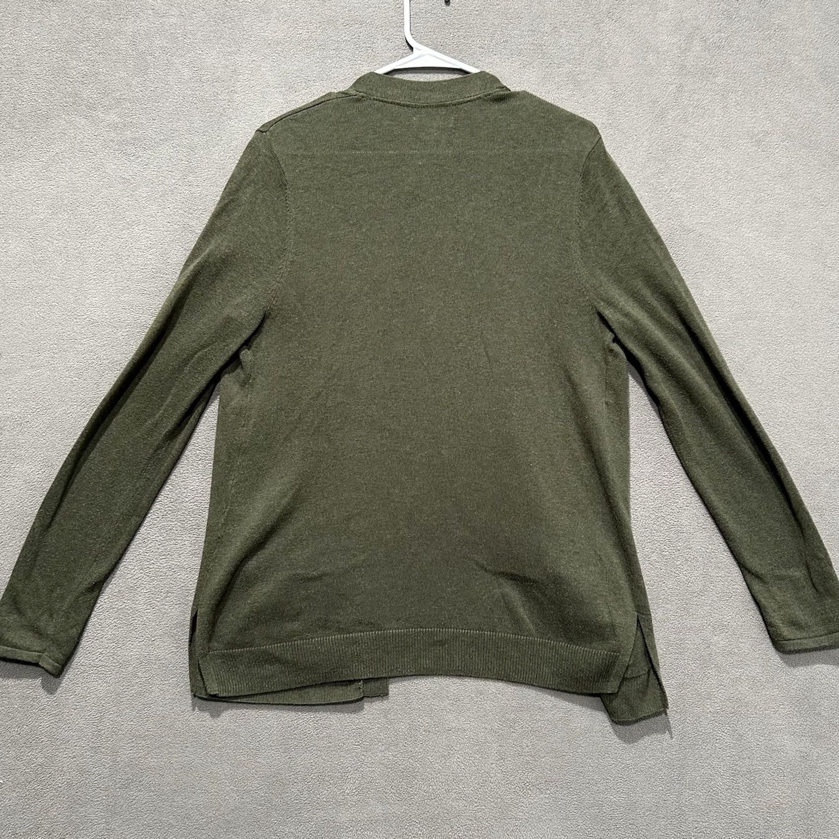 Croft & Barrow Croft Barrow Flyaway Cardigan Sweater Womens Small Olive Green Open Front Long Size S / US 4 / IT 40 - 2 Thumbnail