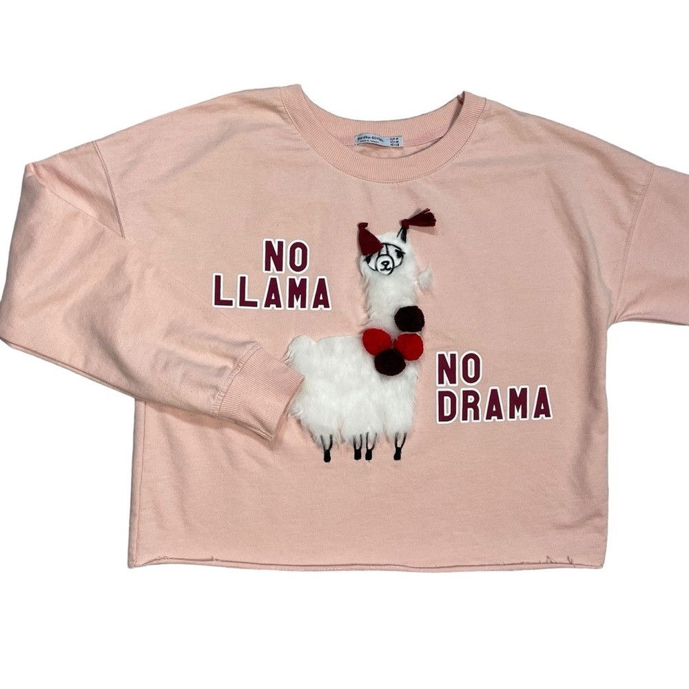 Bershka Bershka "No Llama No Drama" Pink Sweater Size M Size M / US 6-8 / IT 42-44 - 6 Thumbnail
