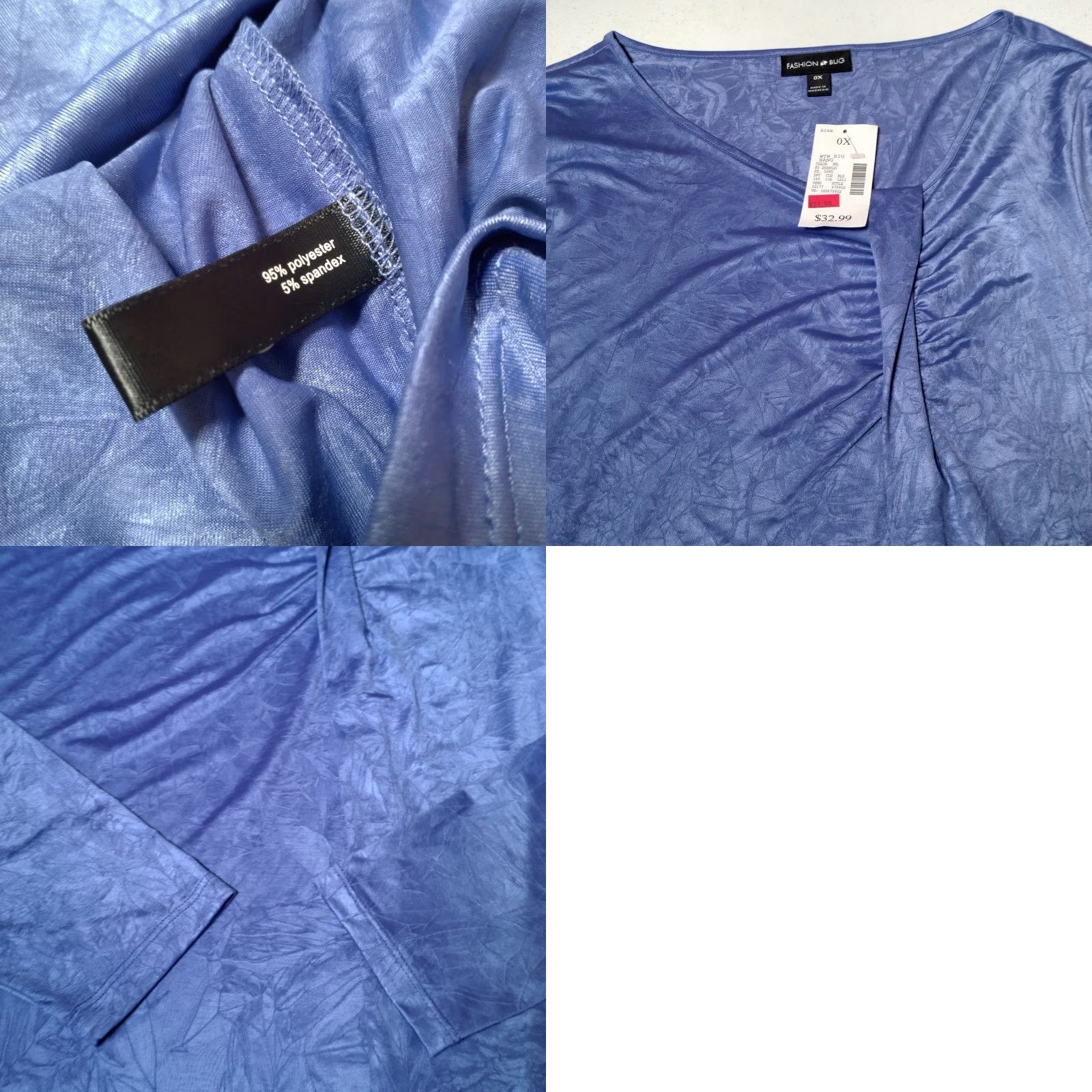 Vintage VINTAGE Fashion Bug Tunic Shirt 0X Womens Plus Long Sleeve Pullover Crinkle Stretch Polyester Blue Purple NOS Y2K Size XL / US 12-14 / IT 48-50 - 8 Thumbnail